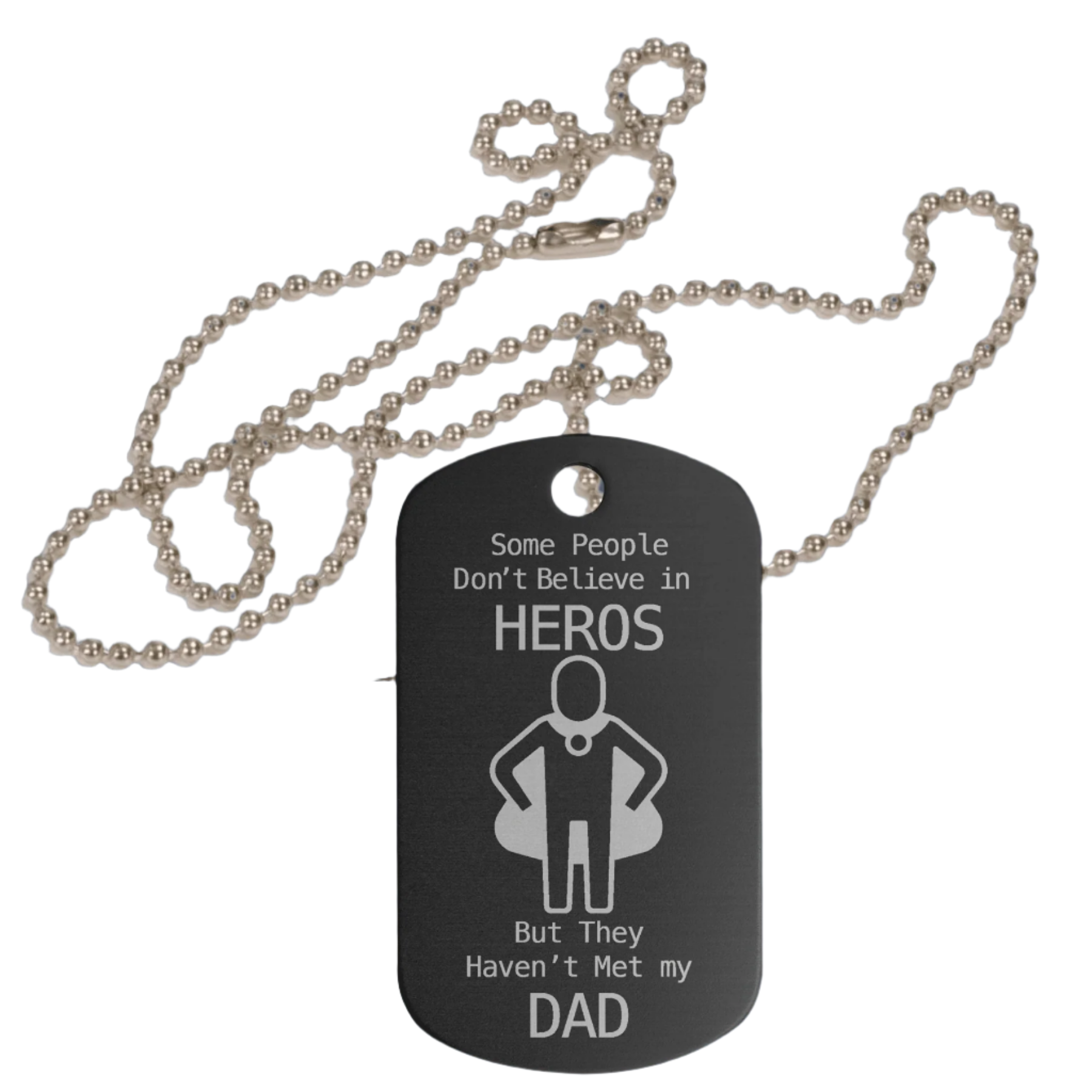 Personalized GI Style Dog Tags – Color-Sealed Anodized Aluminum Black / With 30" Silver Chain