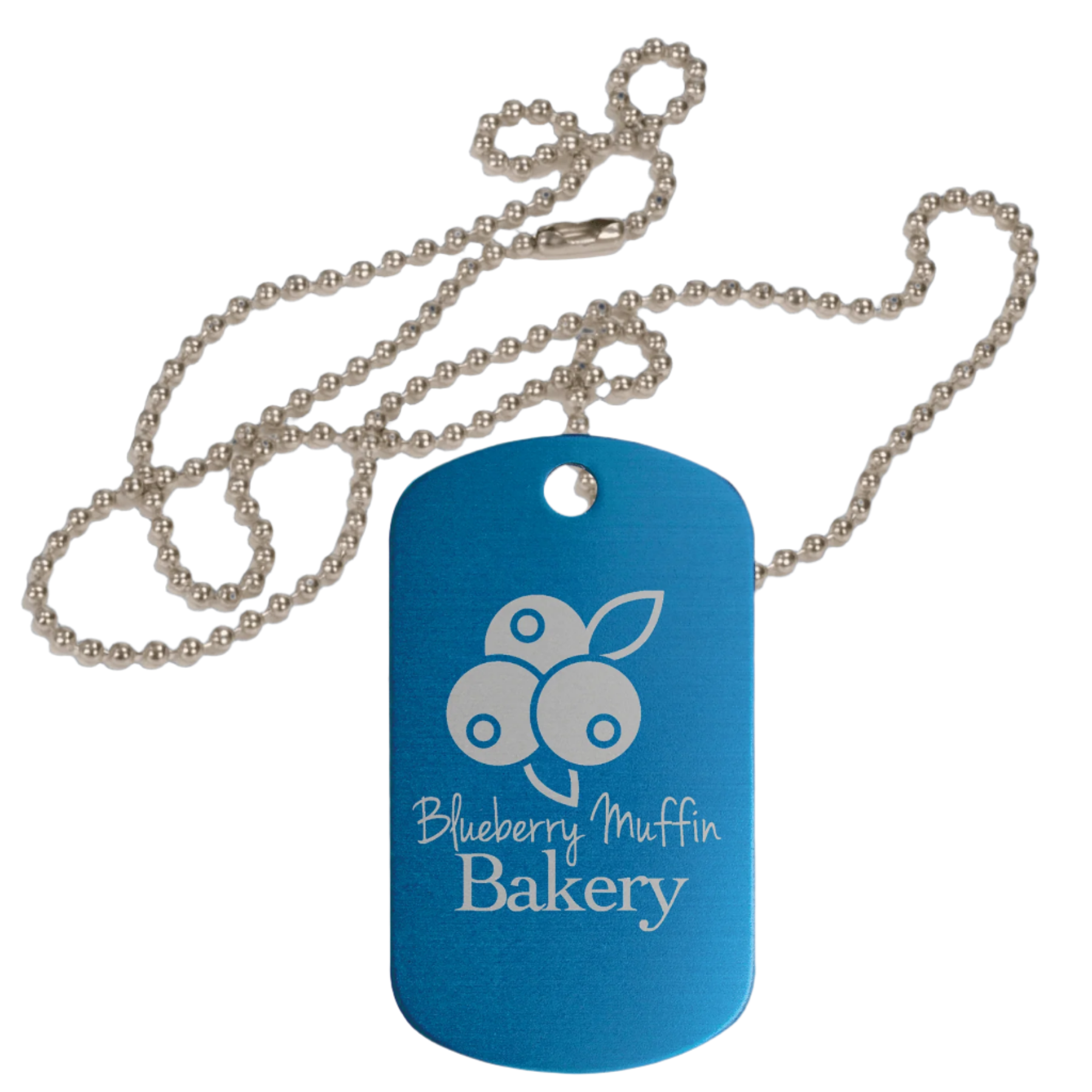 Personalized GI Style Dog Tags – Color-Sealed Anodized Aluminum Blue / With 30" Silver Chain