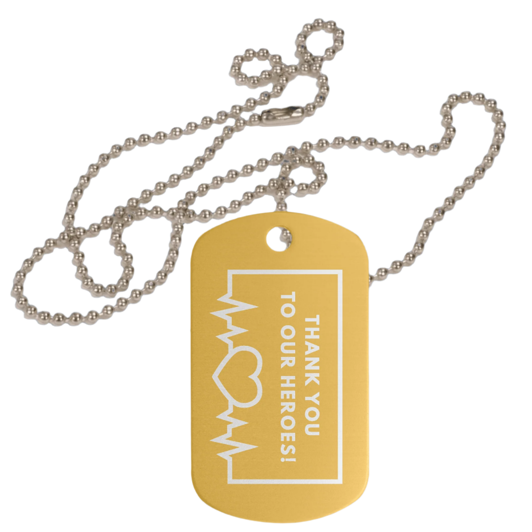 Personalized GI Style Dog Tags – Color-Sealed Anodized Aluminum Gold / With 30" Silver Chain