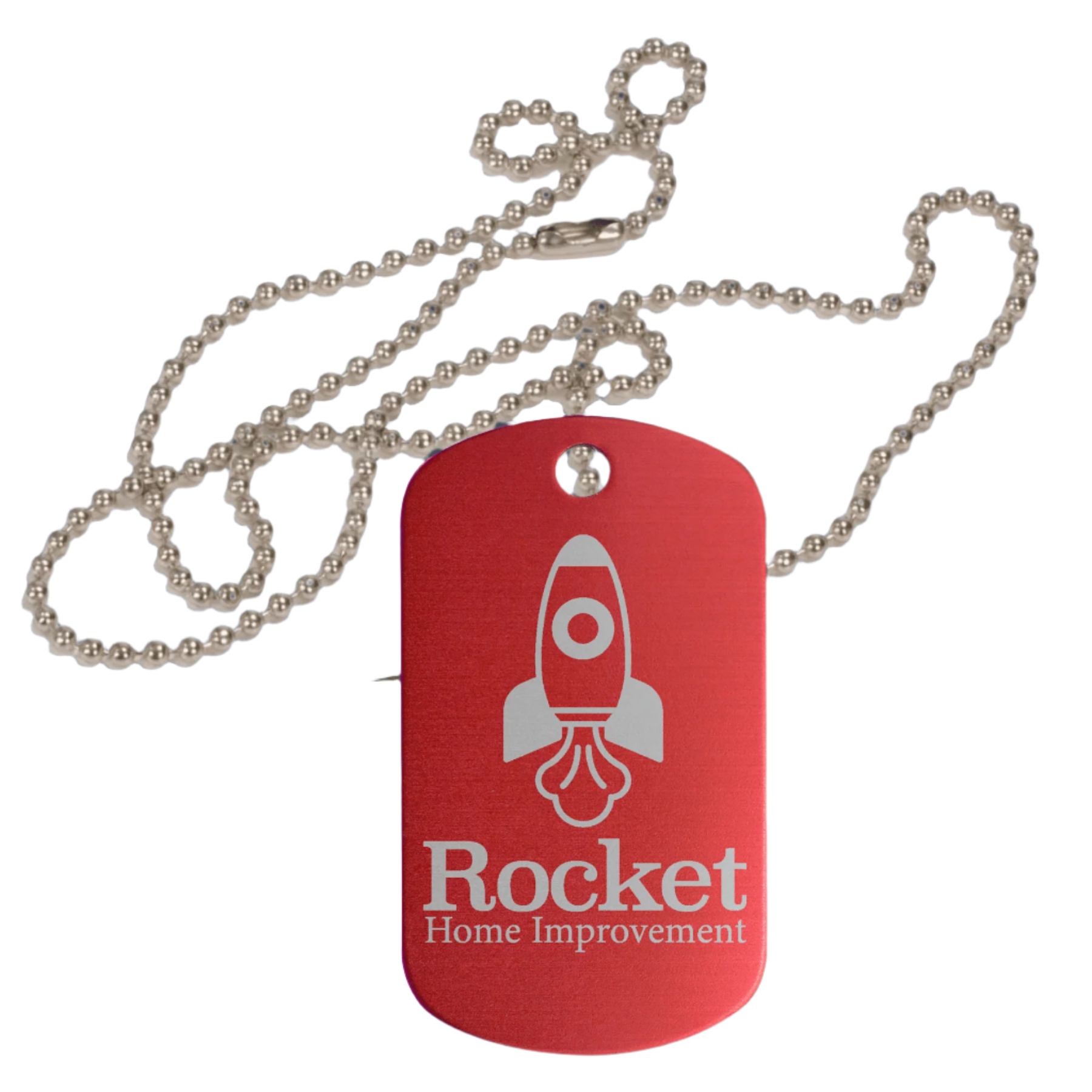 Personalized GI Style Dog Tags – Color-Sealed Anodized Aluminum Red / With 30" Silver Chain