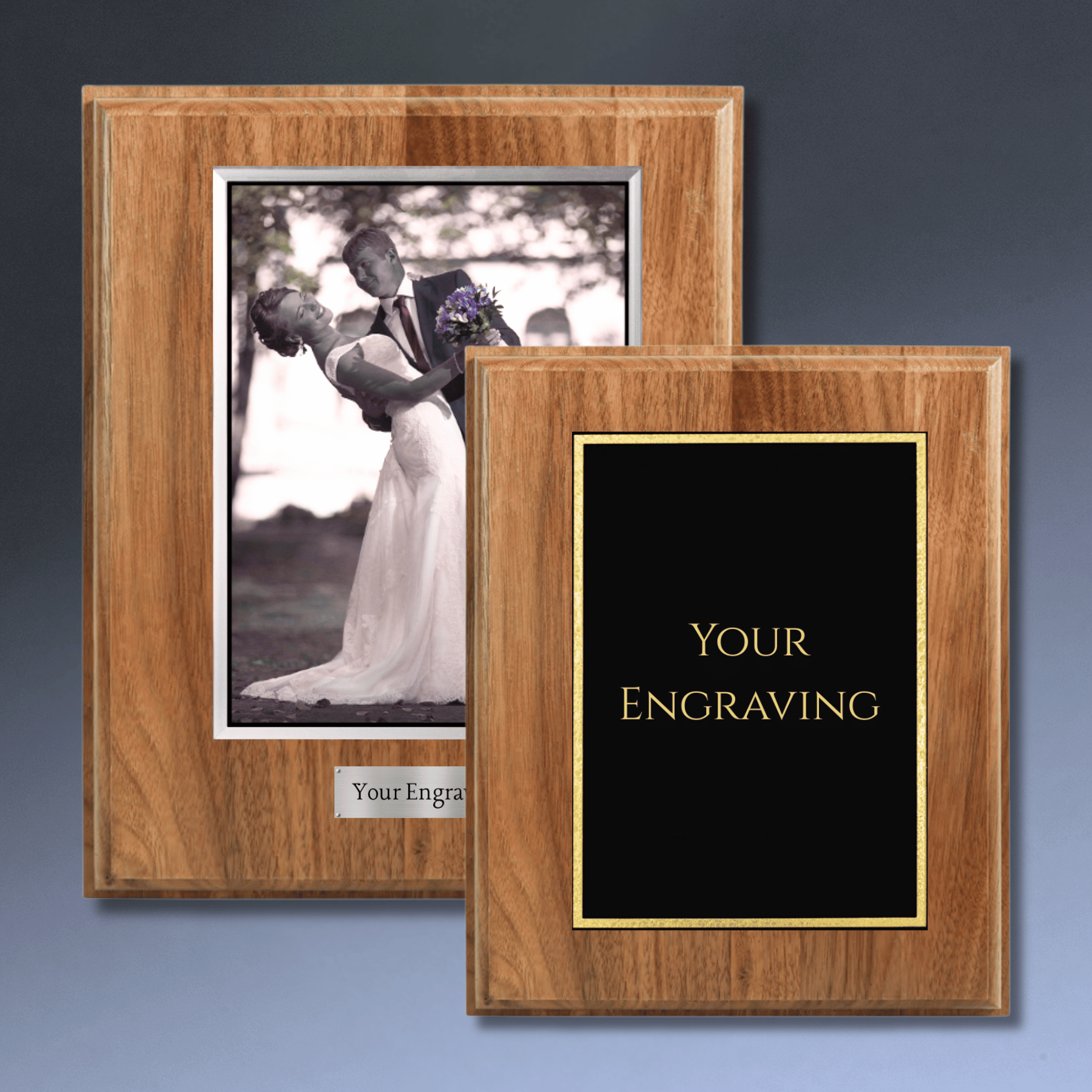All American Walnut Step-Edge Plaque Board | Solid Wood for Deep Engraving 4" x 6"