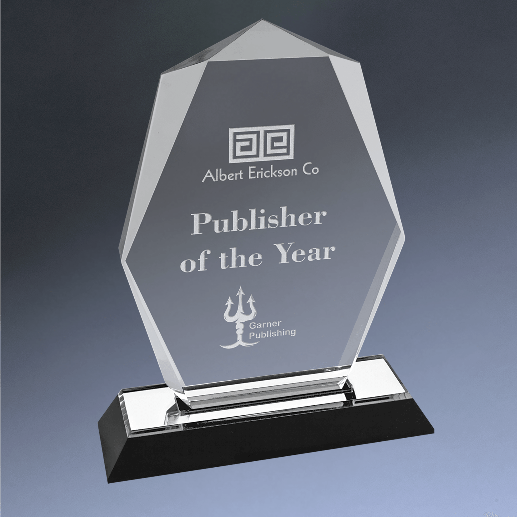 Impress Acrylic Awards with Color Mirror Base and Custom Engraving Octagon Point / Silver / 5" x 7"
