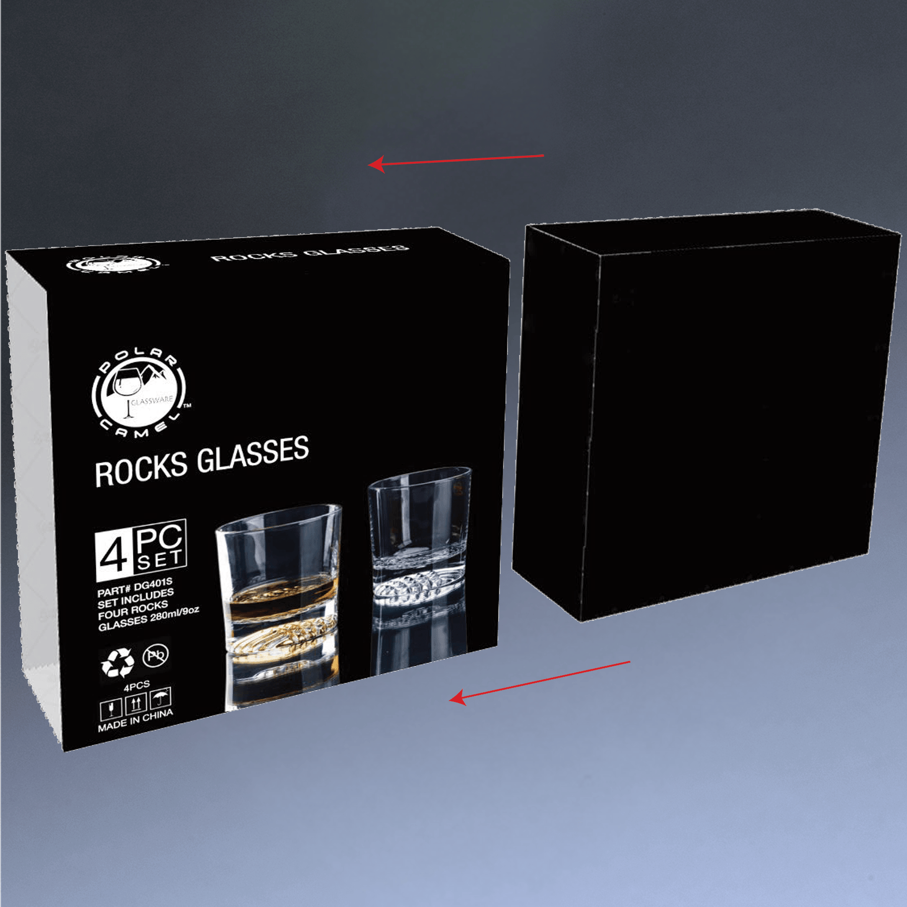 Custom Engraved Whiskey Glasses - Set of 4 Gift Set Square Diamond Cut Bottom / 8 oz.