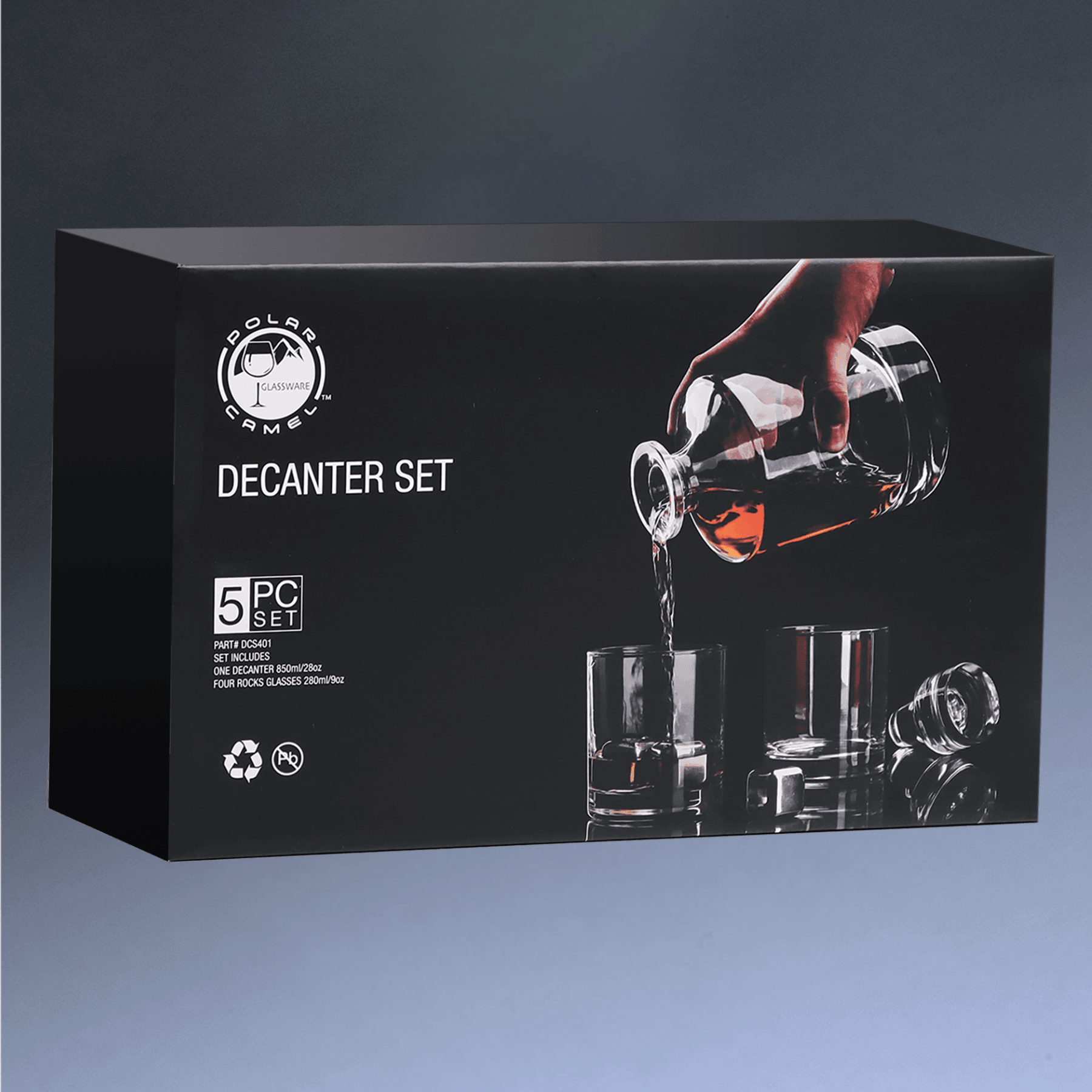 Personalized Glass Decanter Sets With 4 Rocks Glasses & Gift Box 750ml Square Decanter Set (4 11 oz. Glasses)