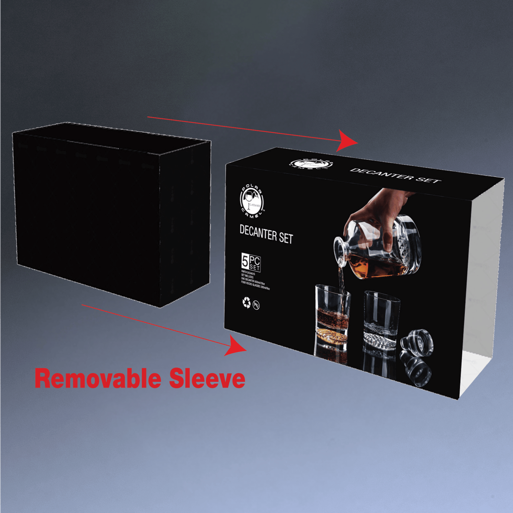 Personalized Glass Decanter Sets With 4 Rocks Glasses & Gift Box 750ml Square Decanter Set (4 11 oz. Glasses)