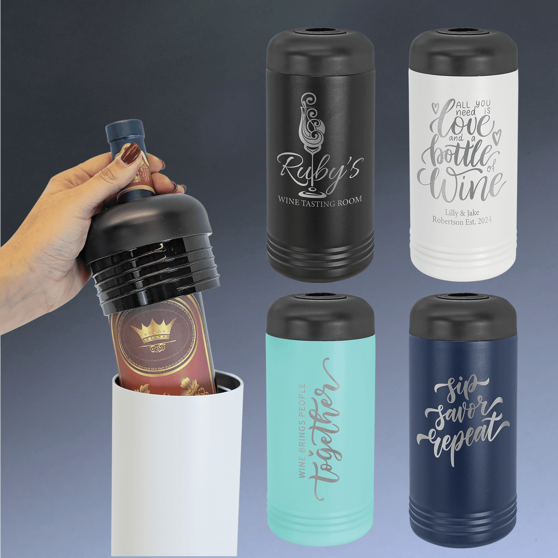 Personalized Wine Chillers - Vaccuum Insulated Polar Camel Wine Cooler Teal / 9 1/2" (H) x 4" (D)