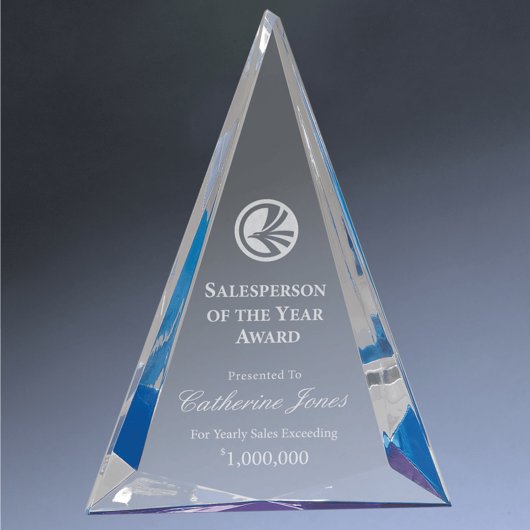 Pinnacle Acrylic Awards with Custom Engraving Blue & Clear / 6" x 8" / Pinnacle