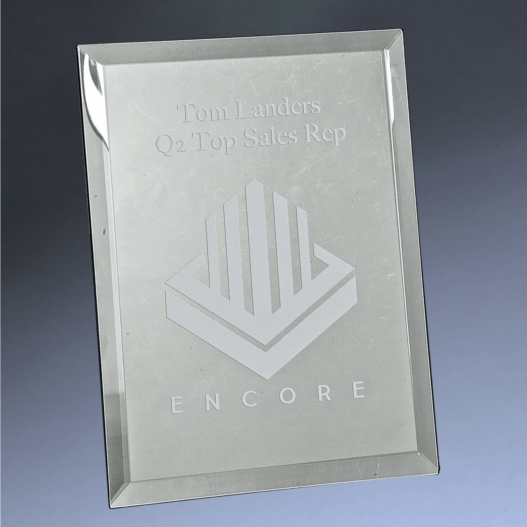 Engraved Mirror Glass Plaques for Recognition and Displays Clear / 6" x 8"