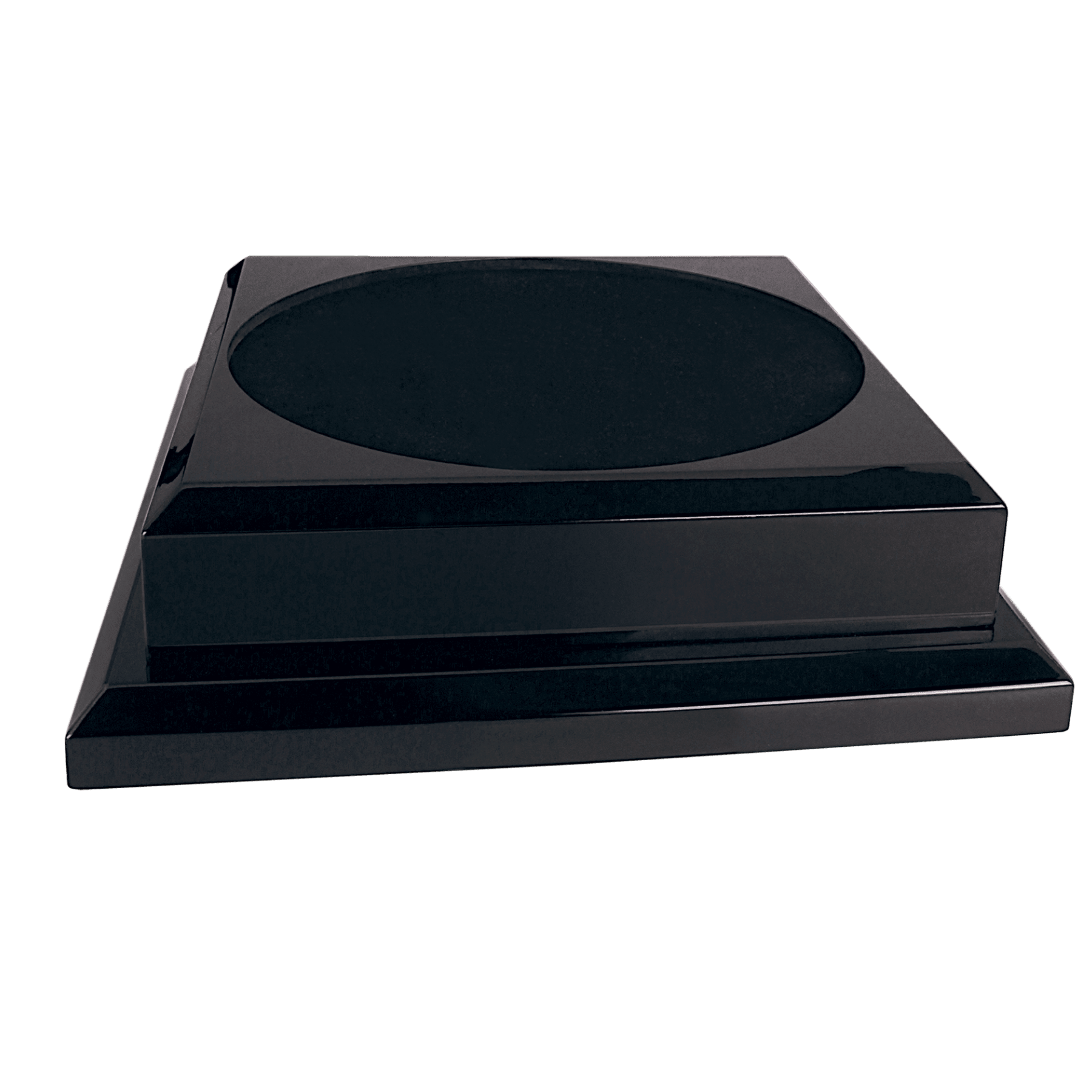 Engraved Royal Piano Finish Pedestal Base for Vases, Awards & Trophies Black Piano Finish / 11" x 11" (Round Inset is 8 1/2" diameter and 1/8" deep)