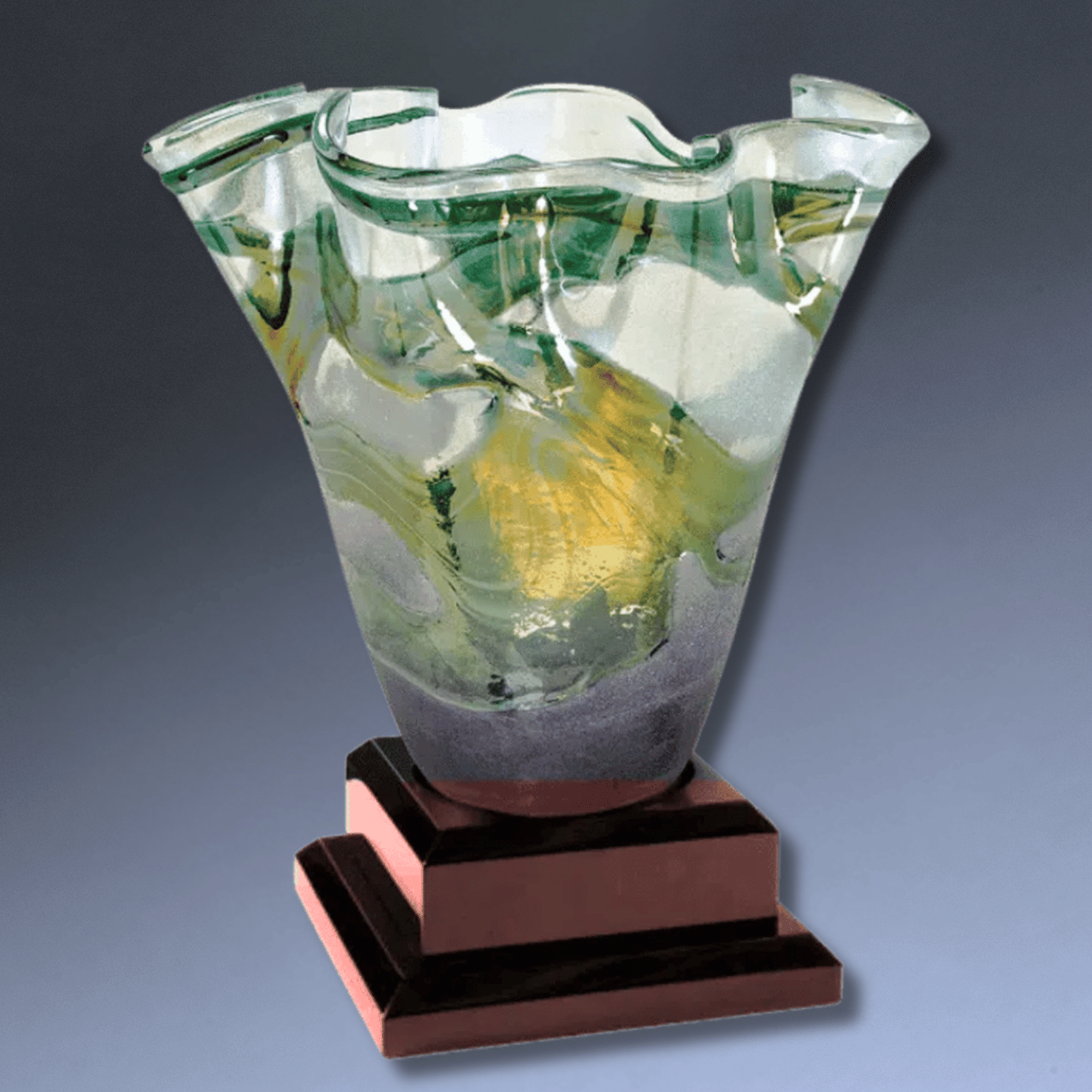 Engraved Royal Piano Finish Pedestal Base for Vases, Awards & Trophies Rosewood Piano Finish / 7" x 7" (Round Inset is 4 1/2" diameter and 1/8" deep)