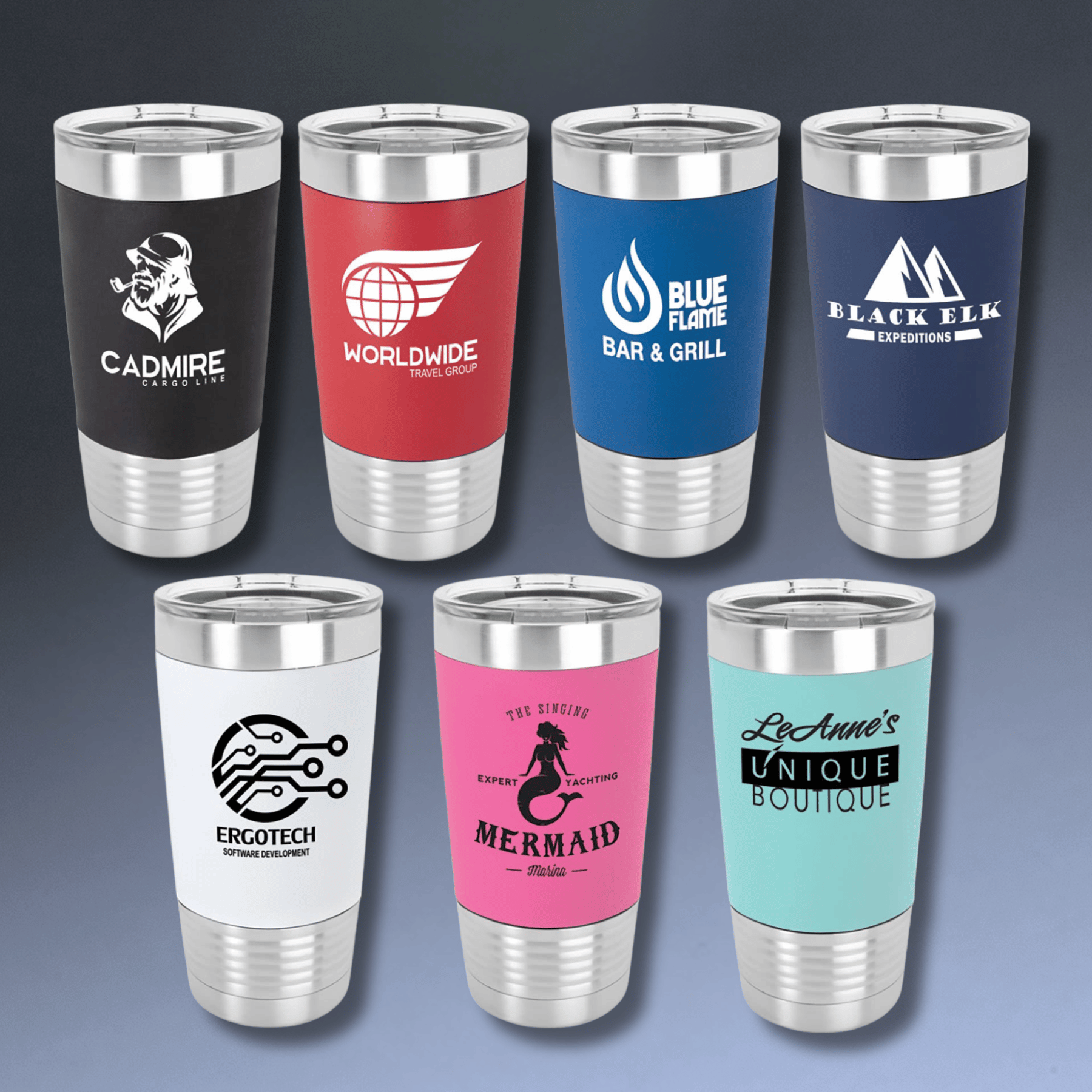 Personalized Travel Tumblers - Polar Camel 20 oz. with Silicone Grip Navy Blue / Silicone Grip Tumbler