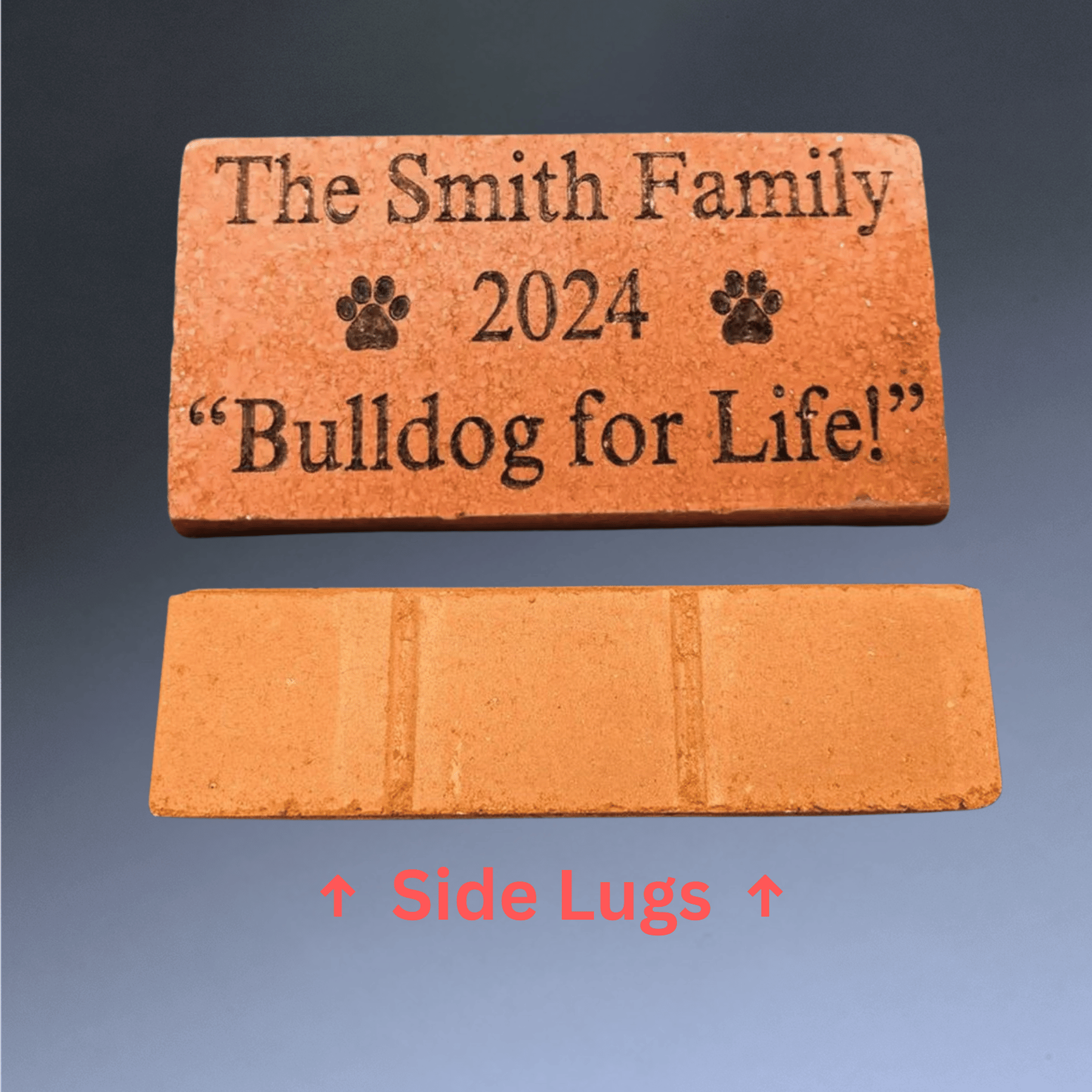 Engraved Bricks and Pavers for Fundraising, Donor Walks, Memorials Paver Brick 4 x 8 (Individual) / With Side Lugs / 4" x 8" x 2 1/4"