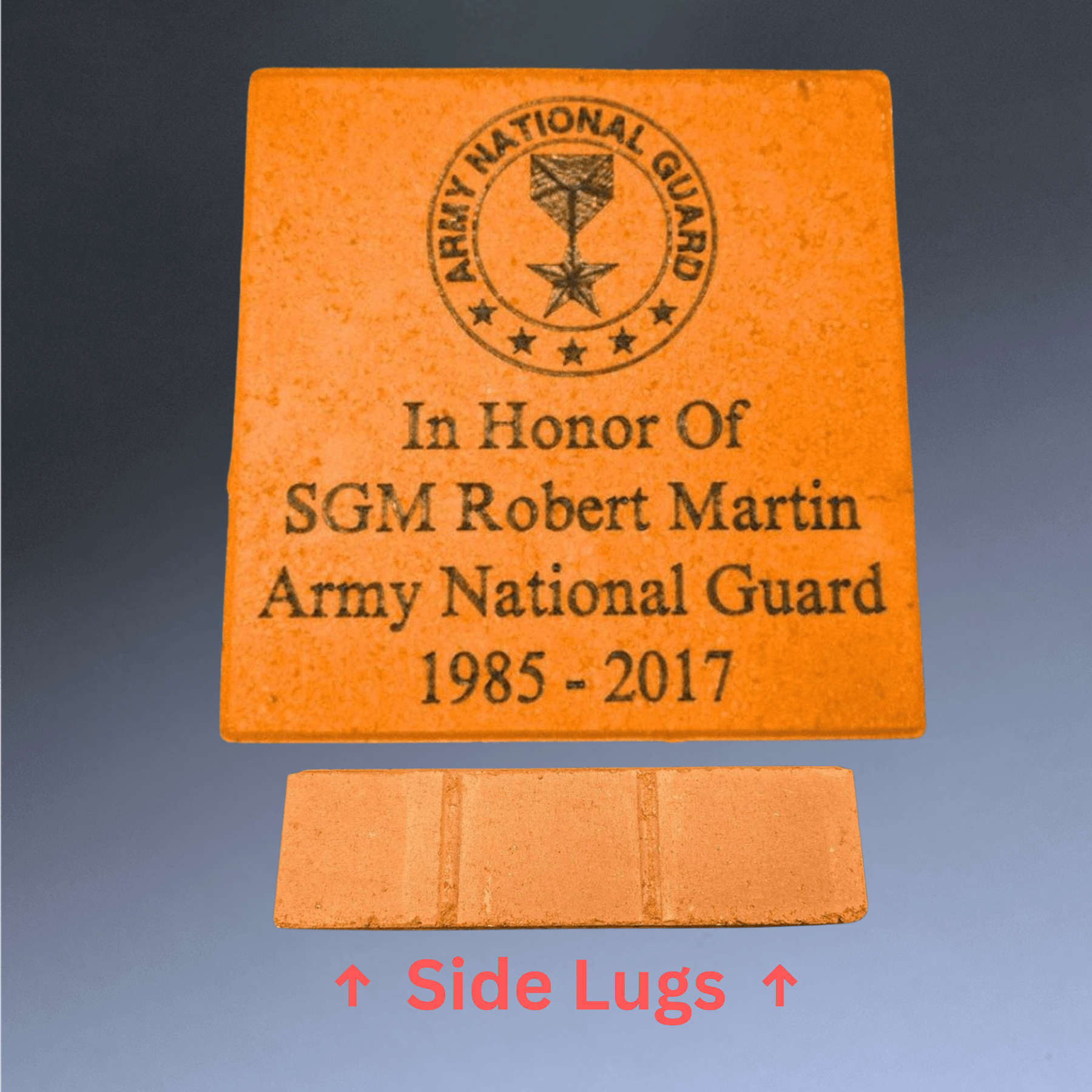 Engraved Bricks and Pavers for Fundraising, Donor Walks, Memorials Square Paver Brick 8 x 8 (Individual) / With Side Lugs / 8" x 8" x 2 1/4"