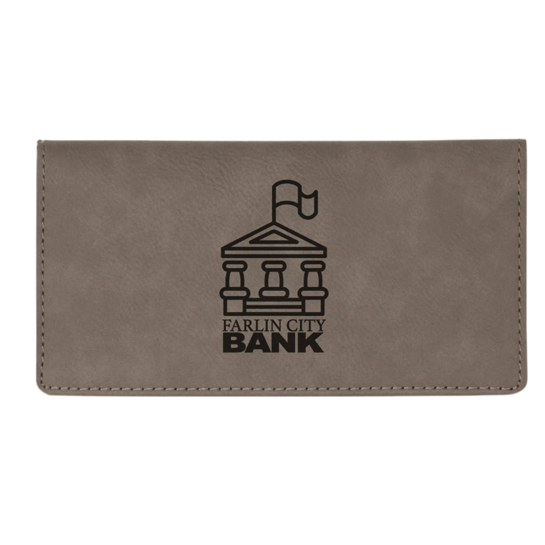 Personalized Checkbook Cover in Leatherette Colors Light Brown