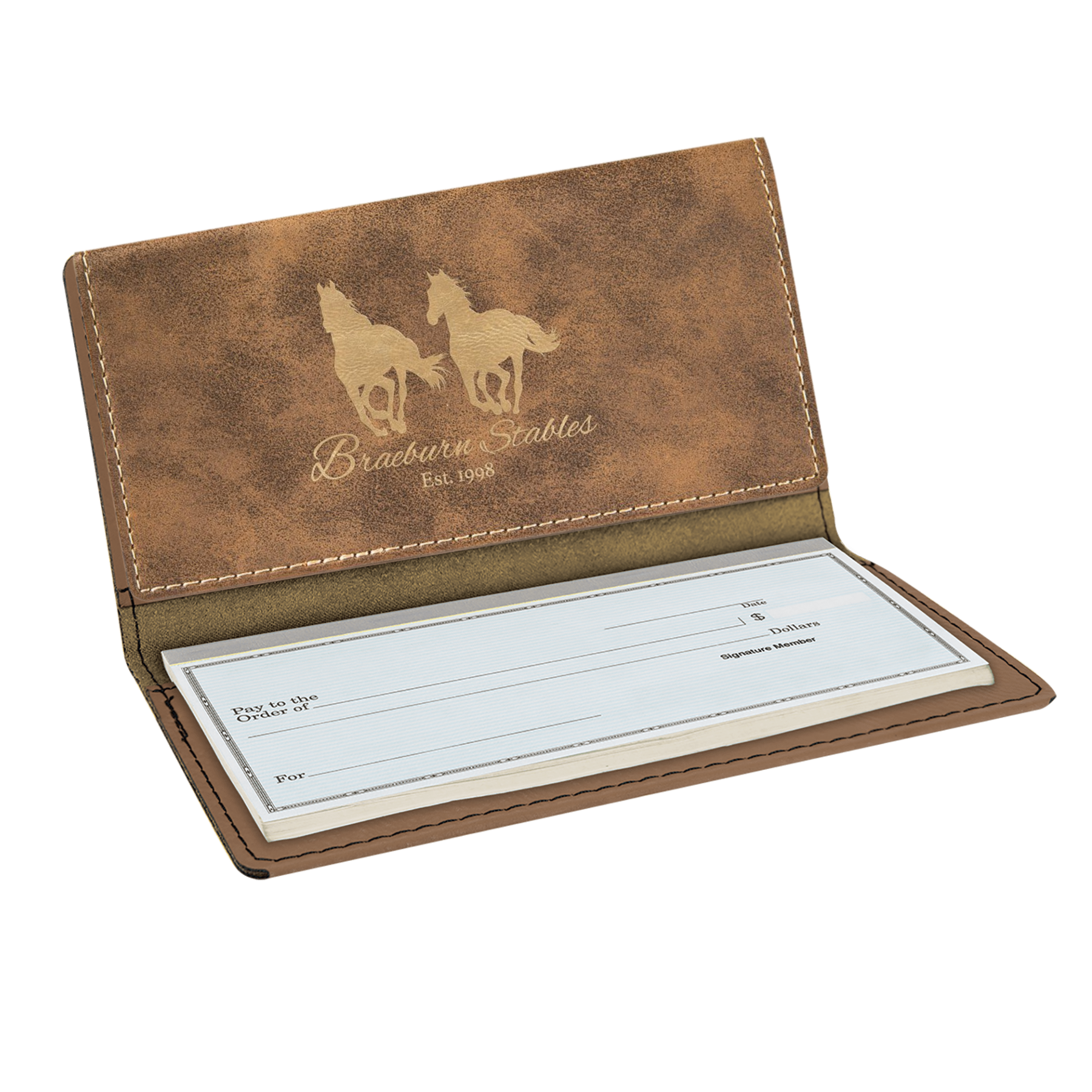 Personalized Checkbook Cover in Leatherette Colors Rustic/Gold