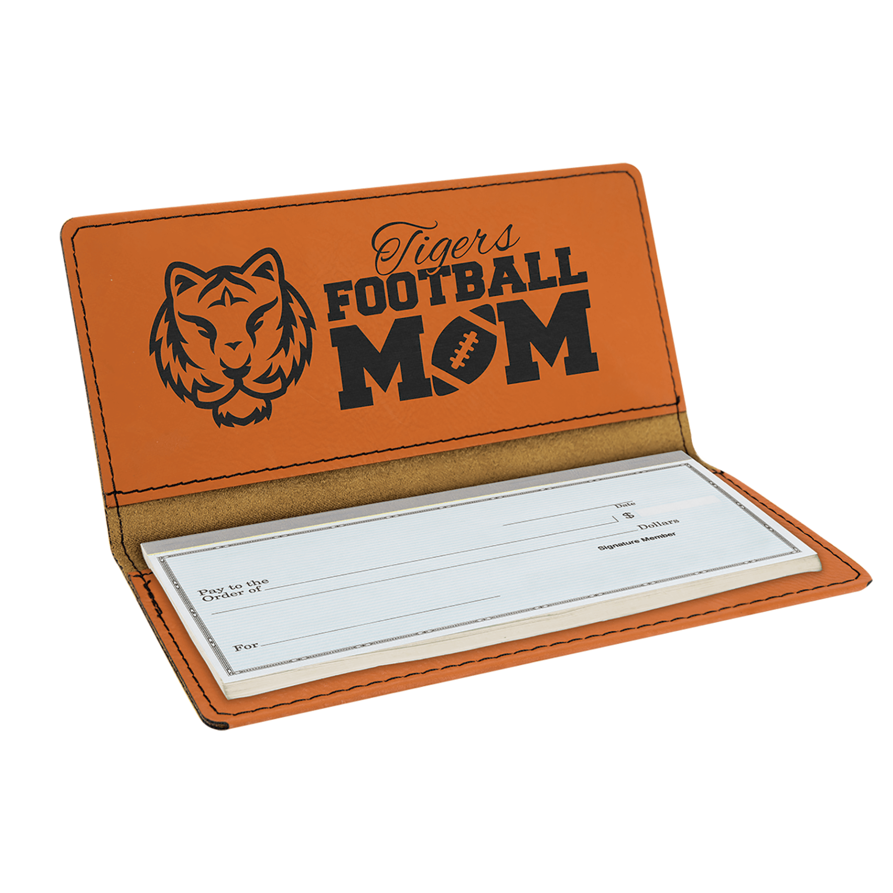 Personalized Checkbook Cover in Leatherette Colors Rawhide
