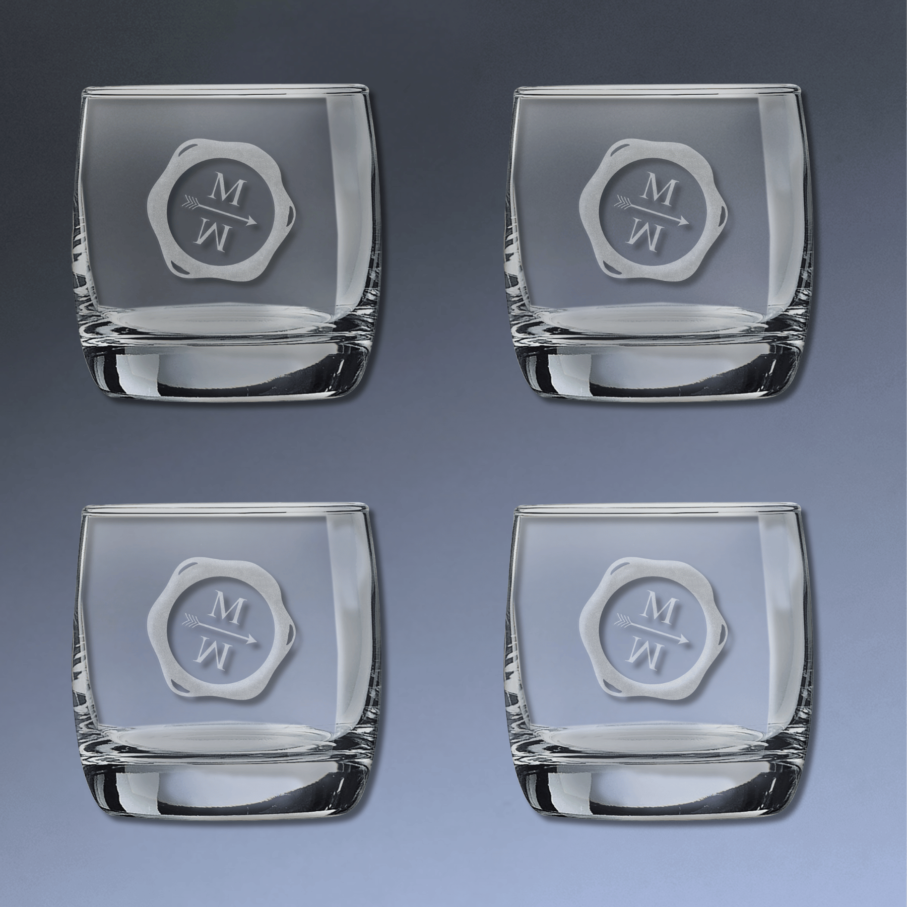 Personalized Whiskey Glass - On-the-Rocks Cocktail or Juice Glassware Classic / Single Glass / 10.5 oz.