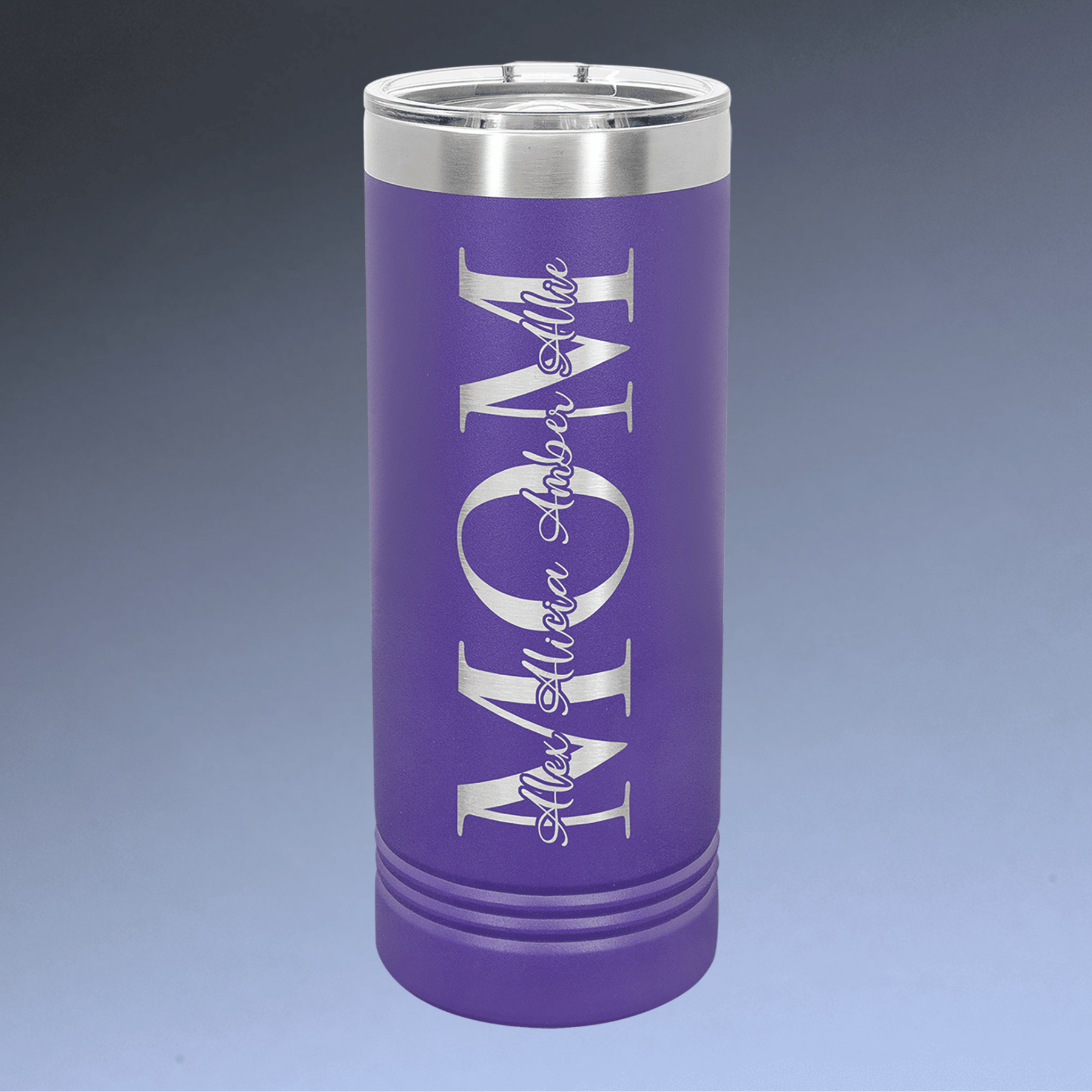 Personalized Skinny Tumblers – 2X Insulated Drinkware Powder Coated / Purple / Skinny Tumbler