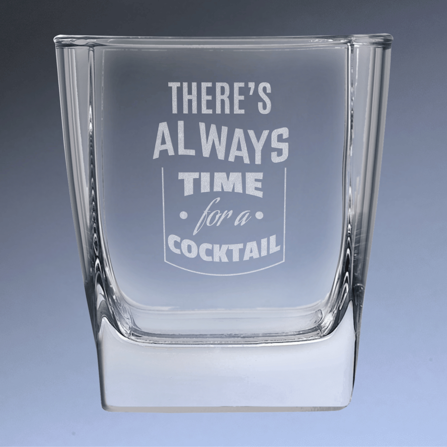Personalized Whiskey Glass - On-the-Rocks Cocktail or Juice Glassware Square / Single Glass / 10.5 oz.