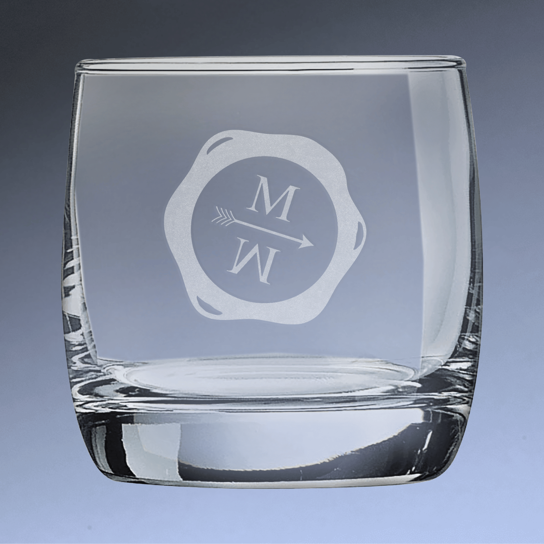Personalized Whiskey Glass - On-the-Rocks Cocktail or Juice Glassware Rounded / Single Glass / 10 oz.