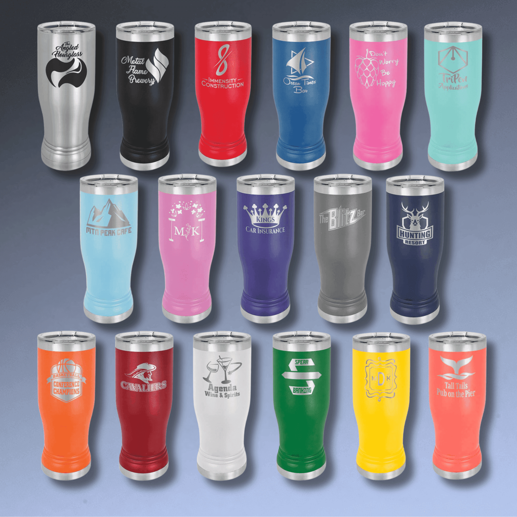 Personalized Pilsner Tumblers - Insulated Polar Camel Drinkware 14 oz. / Light Blue / Pilsner Tumbler