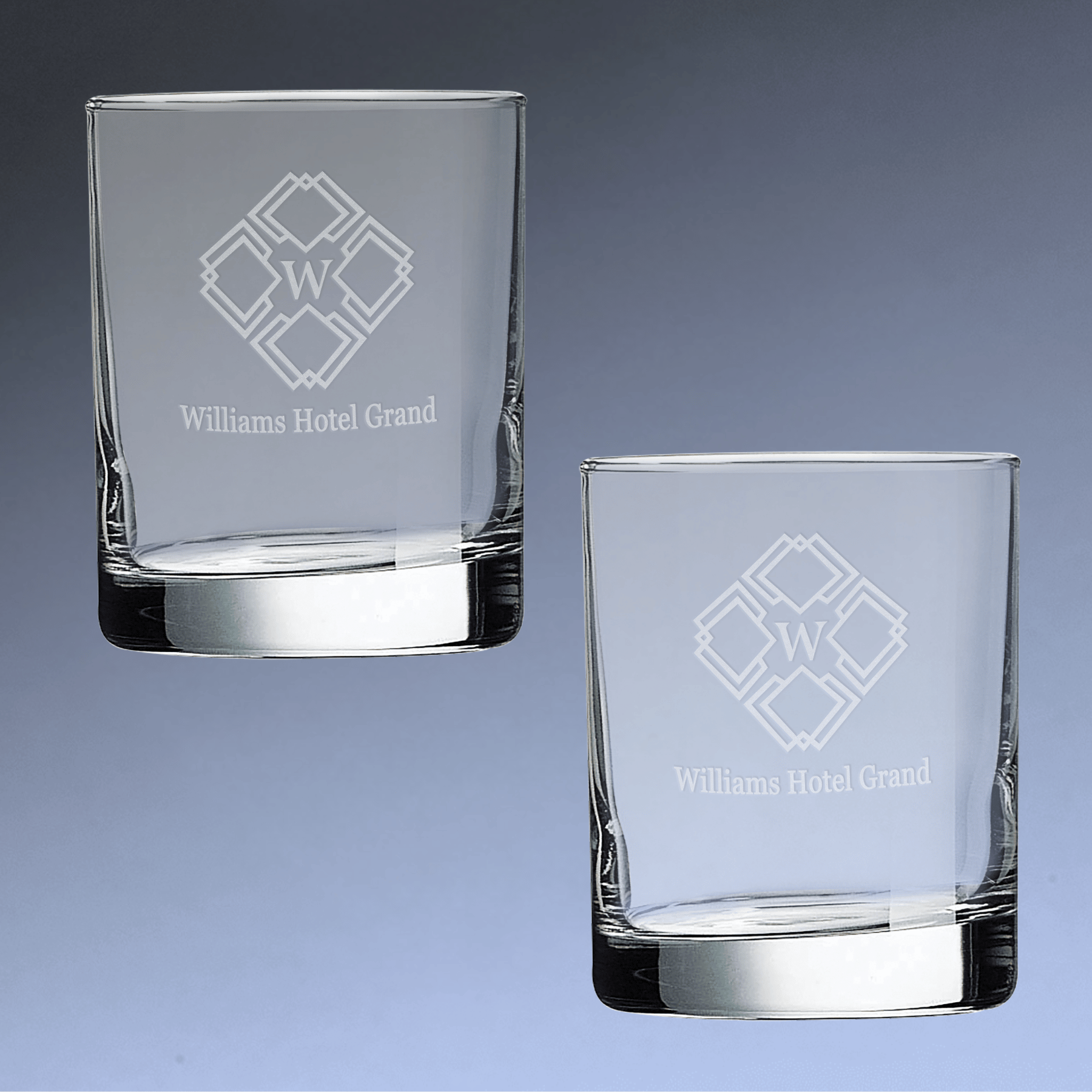 Personalized Whiskey Glass - On-the-Rocks Cocktail or Juice Glassware Classic / Set of Two / 10.5 oz.