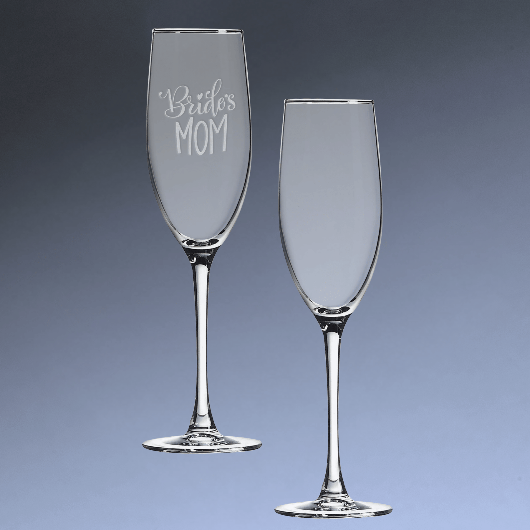 Custom Engraved Champagne Flute for Gifts, Weddings, and Events Set of Two / 8 oz.