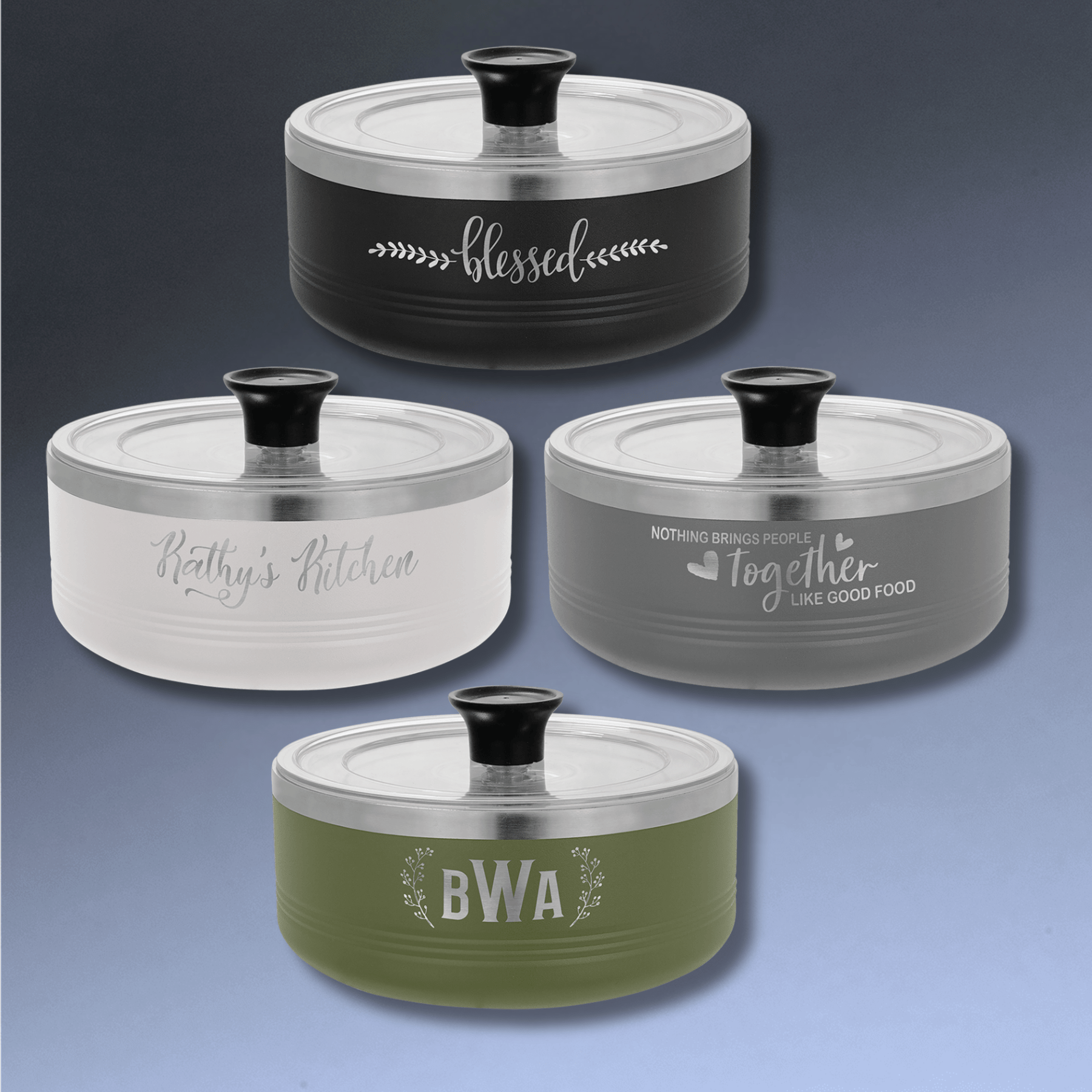 Personalized Insulated Serving Bowls – Polar Camel 1.5 Qt. or 3 Qt. Sizes Black / 1.25 Quart
