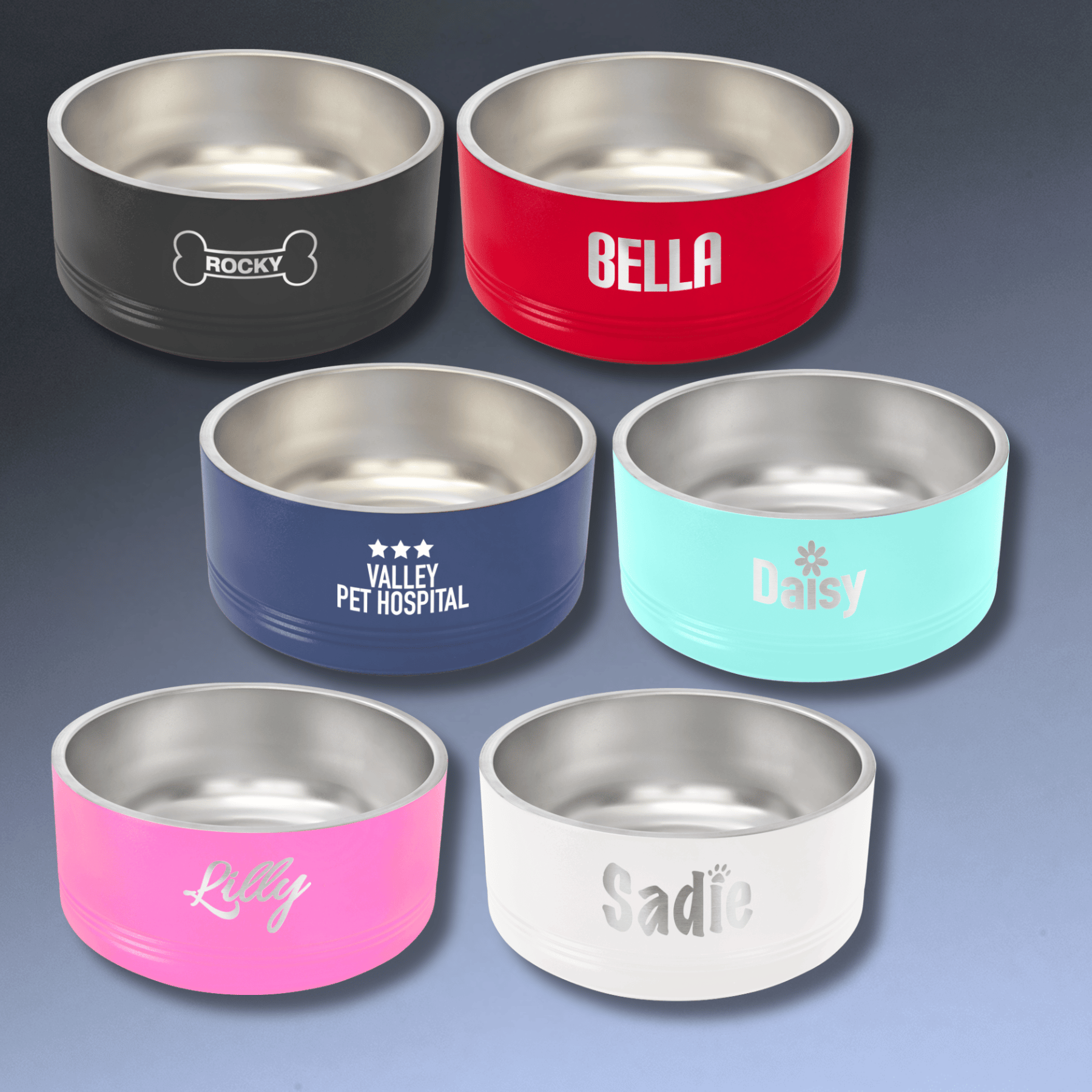 Personalized Pet Bowls - Heavy Duty Engraved Bowls for Dogs and Cats 18 oz. / Black