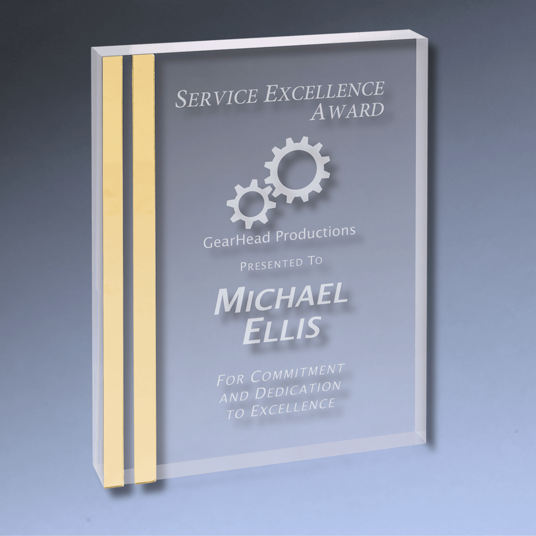 Rectangle Color-Edge Acrylic Award – Custom Engraved in Blue, Gold or Silver Gold / 4" x 6"