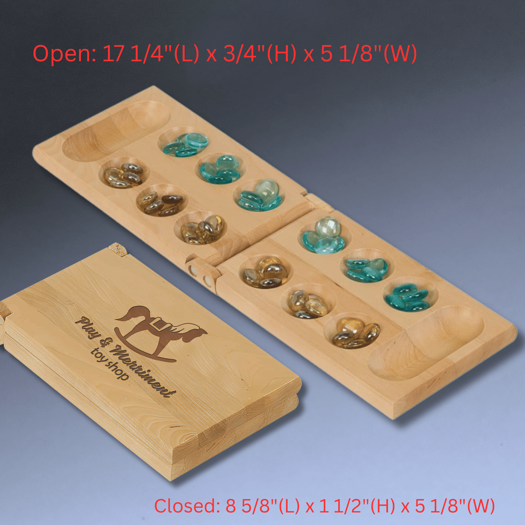Custom Engraved Mancala Gift Set - Personalized Wood Games When open: 17 1/4"(L) x 5 1/8"(W)
