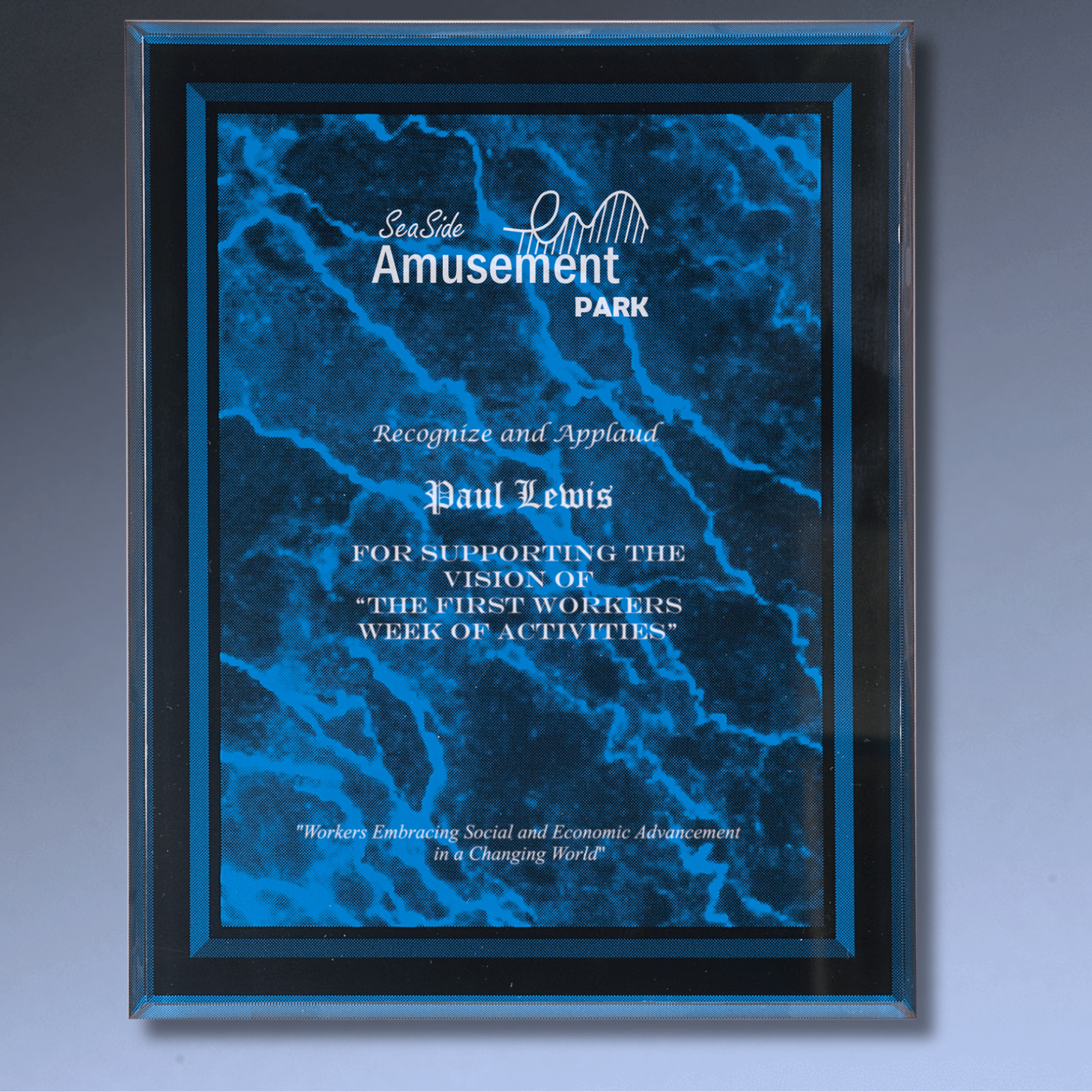 Acrylic Award Plaque – Marble, Stars & Stripes or Solid Black 7" x 9" / Black Marble