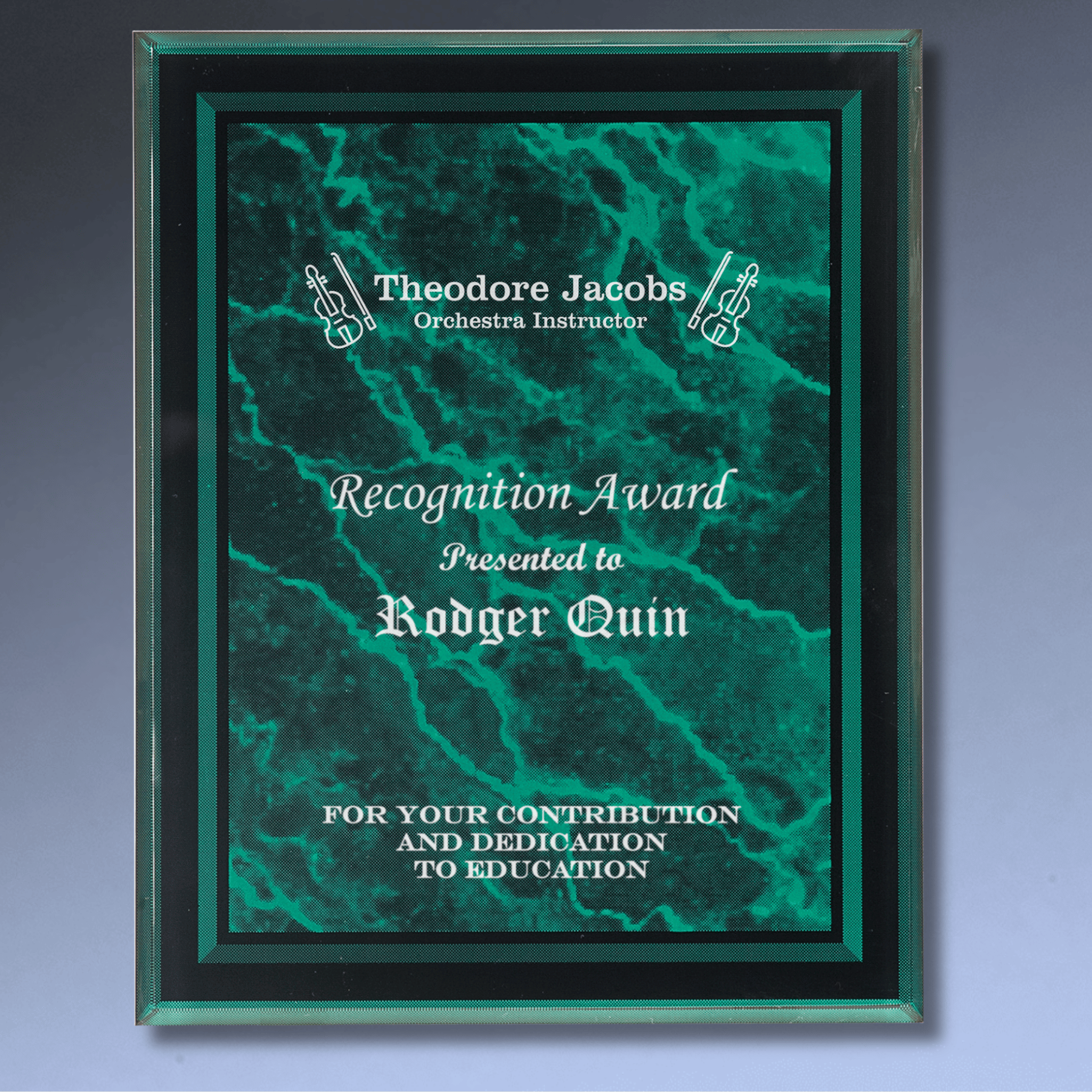 Acrylic Award Plaque – Marble, Stars & Stripes or Solid Black 7" x 9" / Black Marble
