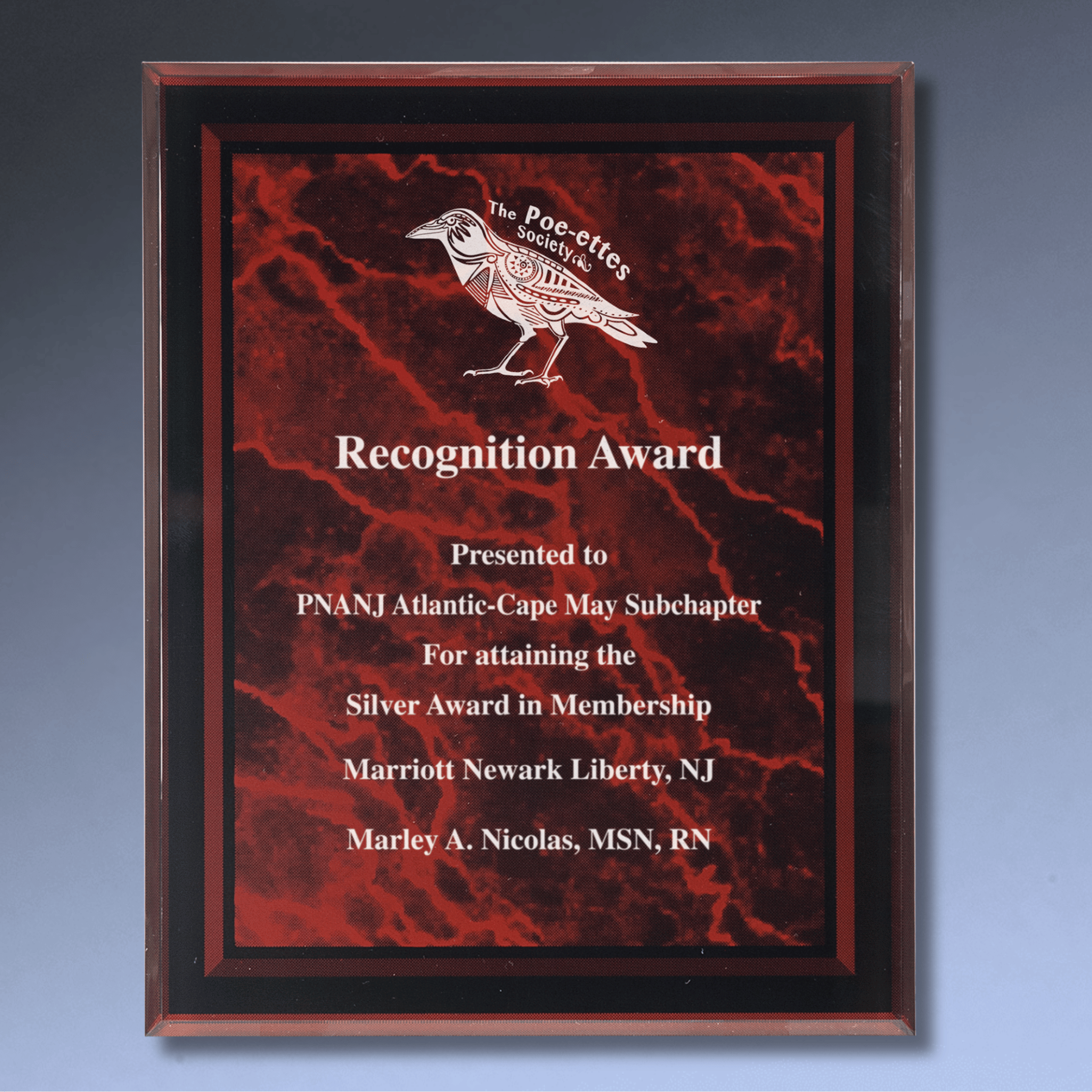Acrylic Award Plaque – Marble, Stars & Stripes or Solid Black 7" x 9" / Black Marble