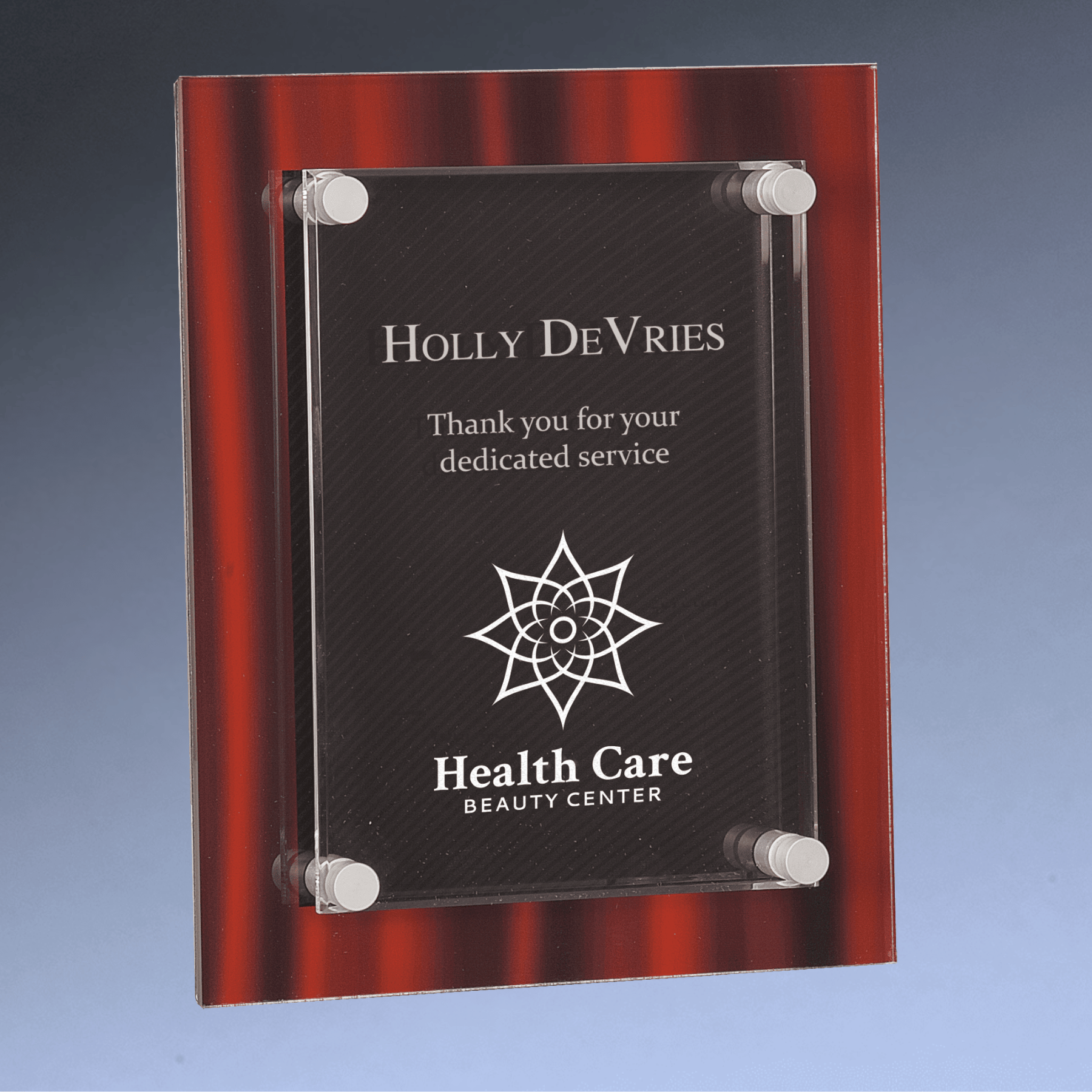 Velvet Stand-Off Acrylic Plaque – Custom Engraved for Recognition Blue Velvet / 8" x 10"