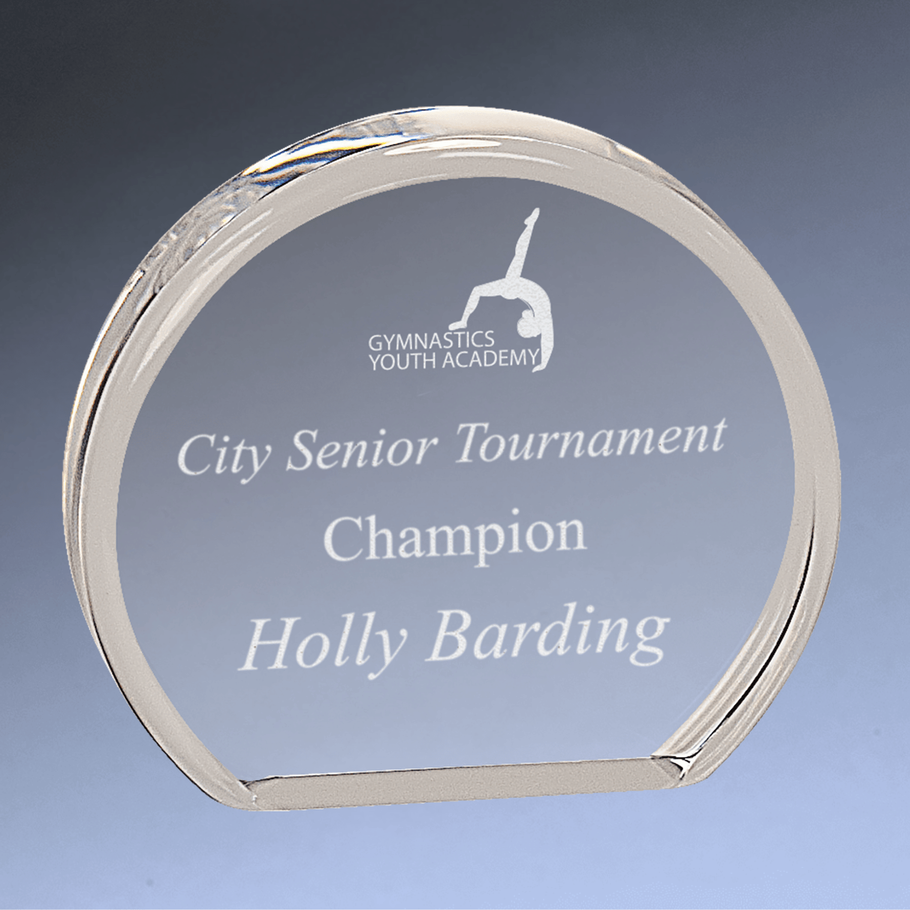 Premier Clear Round Acrylic Awards with Optional Gold or Blue Tint Solid Clear / 3 1/2"