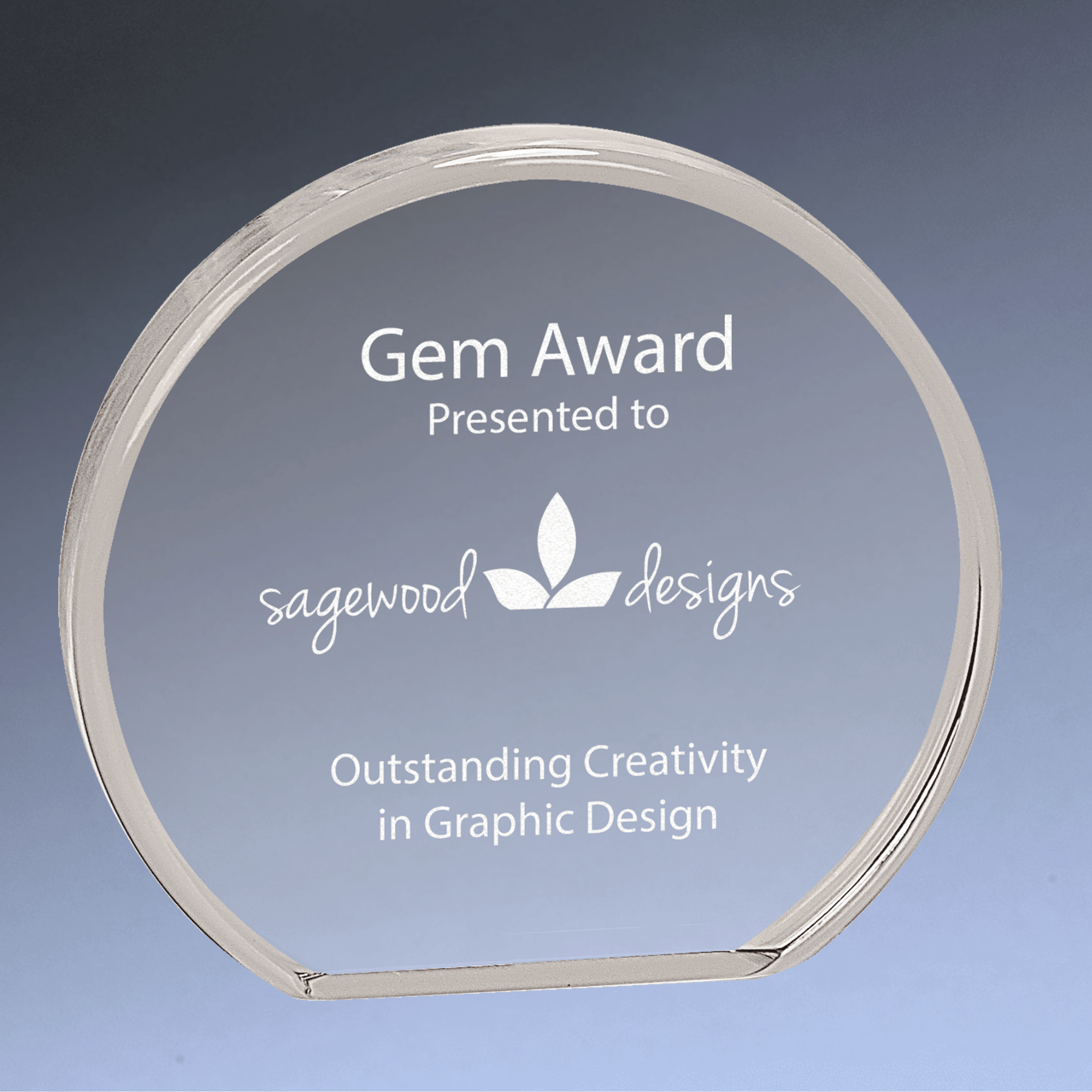 Premier Clear Round Acrylic Awards with Optional Gold or Blue Tint Solid Clear / 4 1/2"