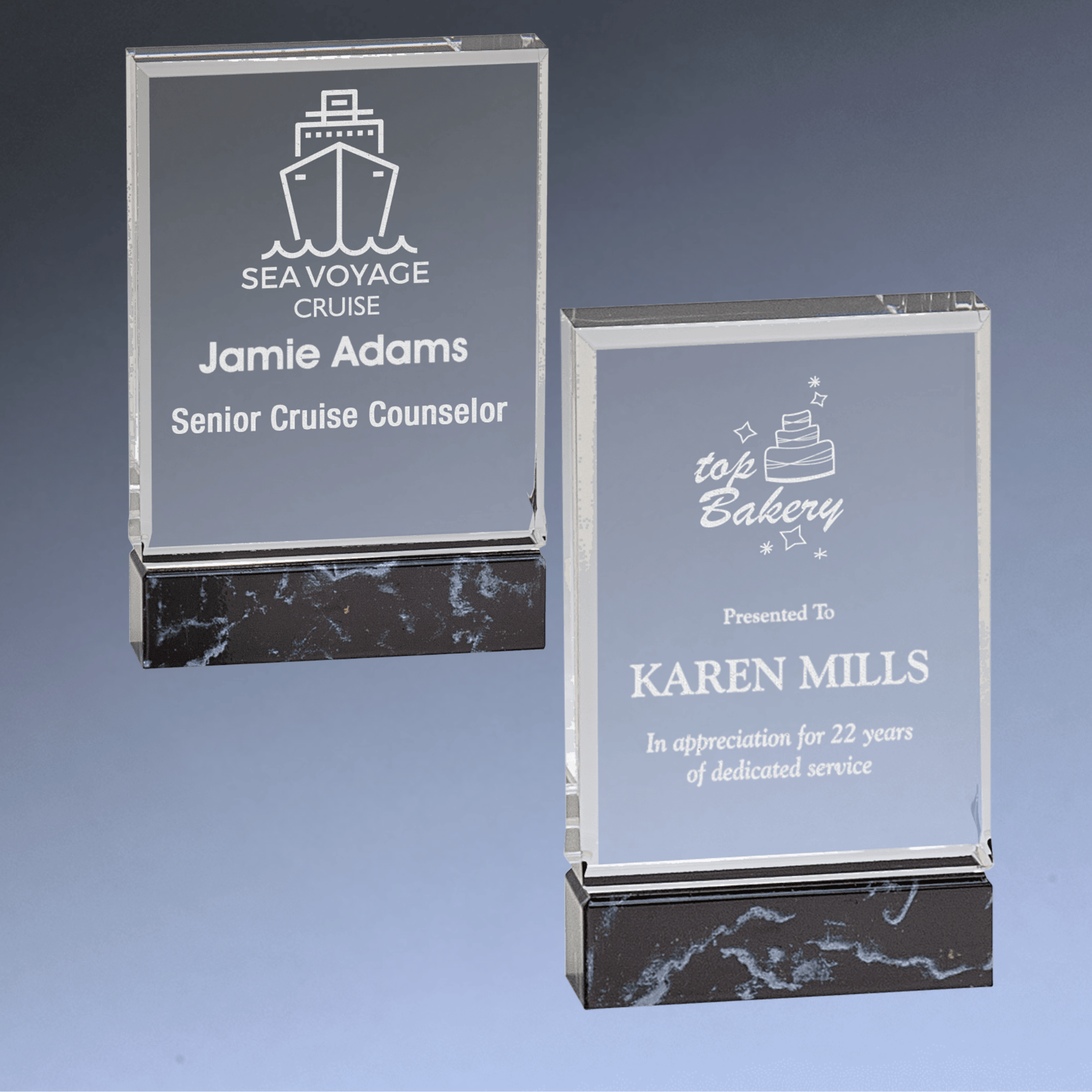 Black Fusion Marble Acrylic Award with Hydrofoil Base 3" x 5"