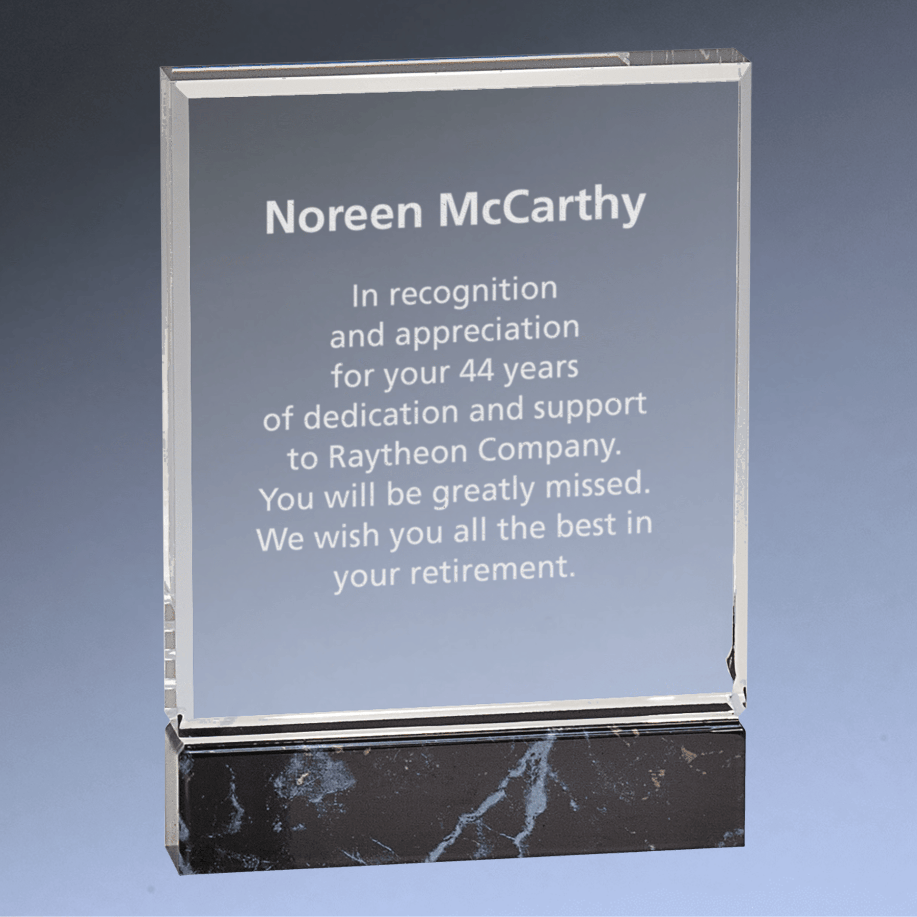 Black Fusion Marble Acrylic Award with Hydrofoil Base 6" x 8"