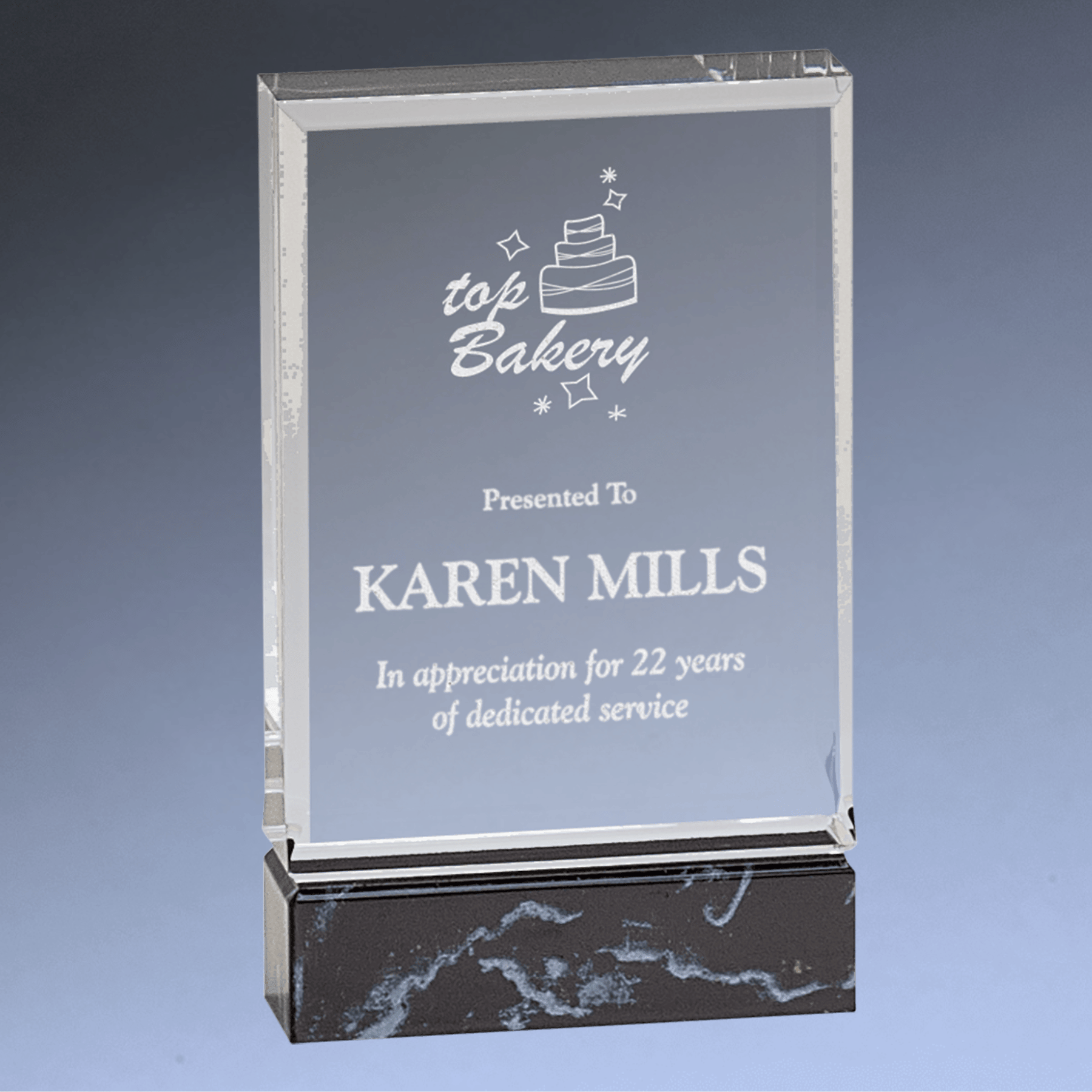 Black Fusion Marble Acrylic Award with Hydrofoil Base 3" x 5"