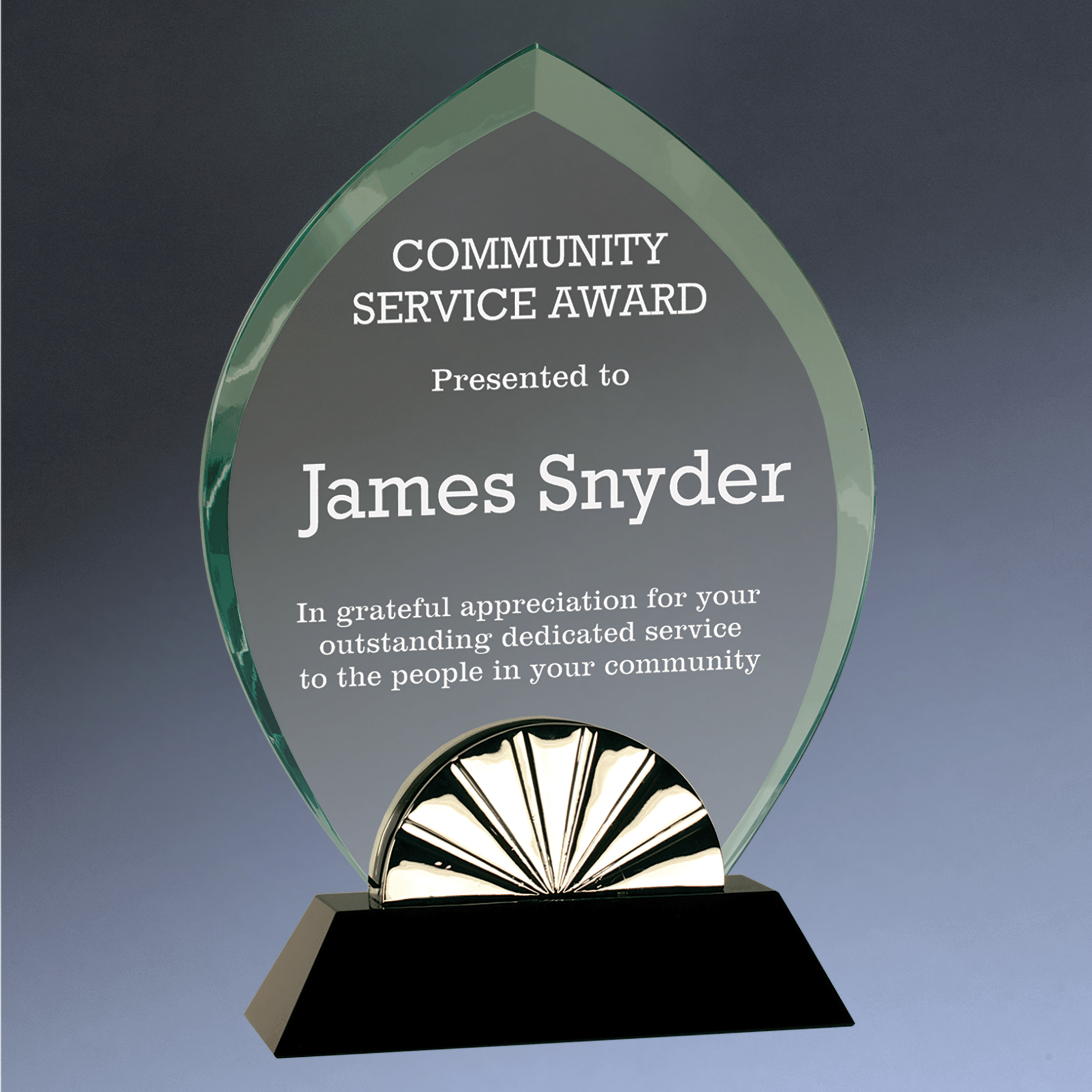 Horizon Glass Awards with Silver Accents and Custom Engraving Oval / 9"