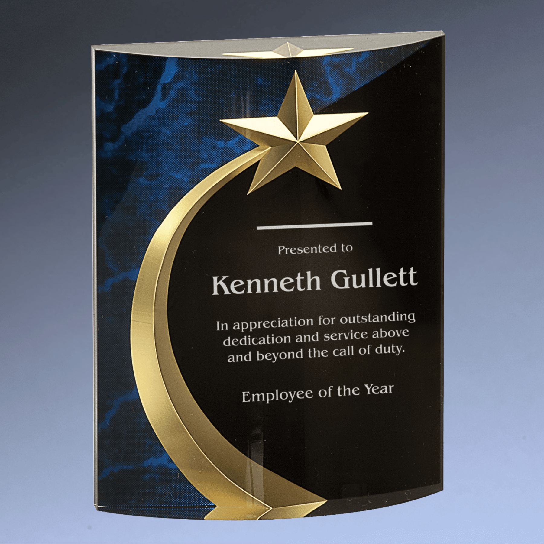 Shooting Star Acrylic Award with Gold Star Embellishment Blue / Squared / 6"