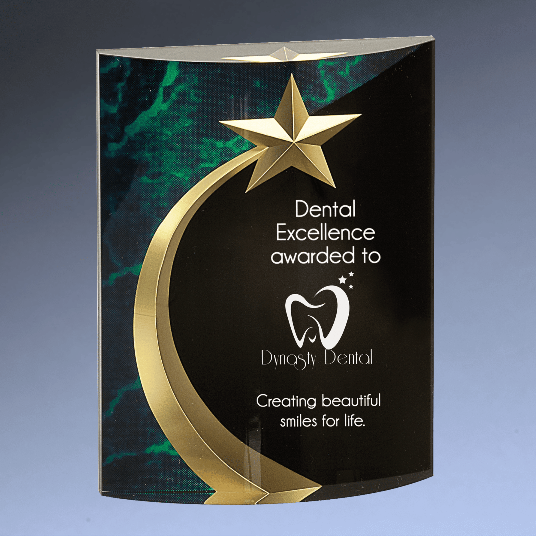 Shooting Star Acrylic Award with Gold Star Embellishment Blue / Squared / 6"