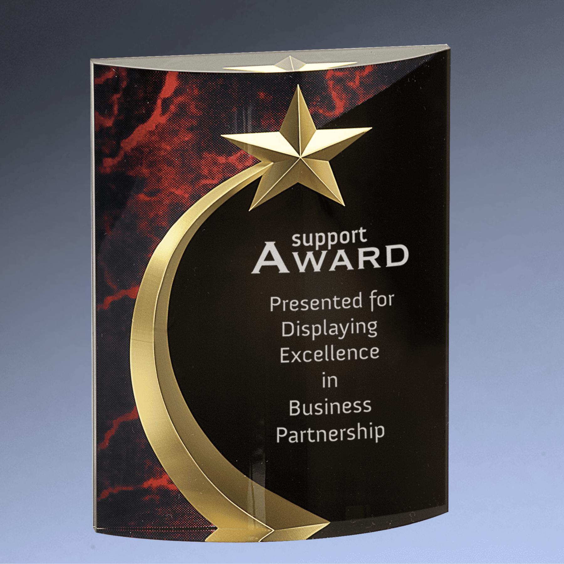 Shooting Star Acrylic Award with Gold Star Embellishment Blue / Squared / 6"