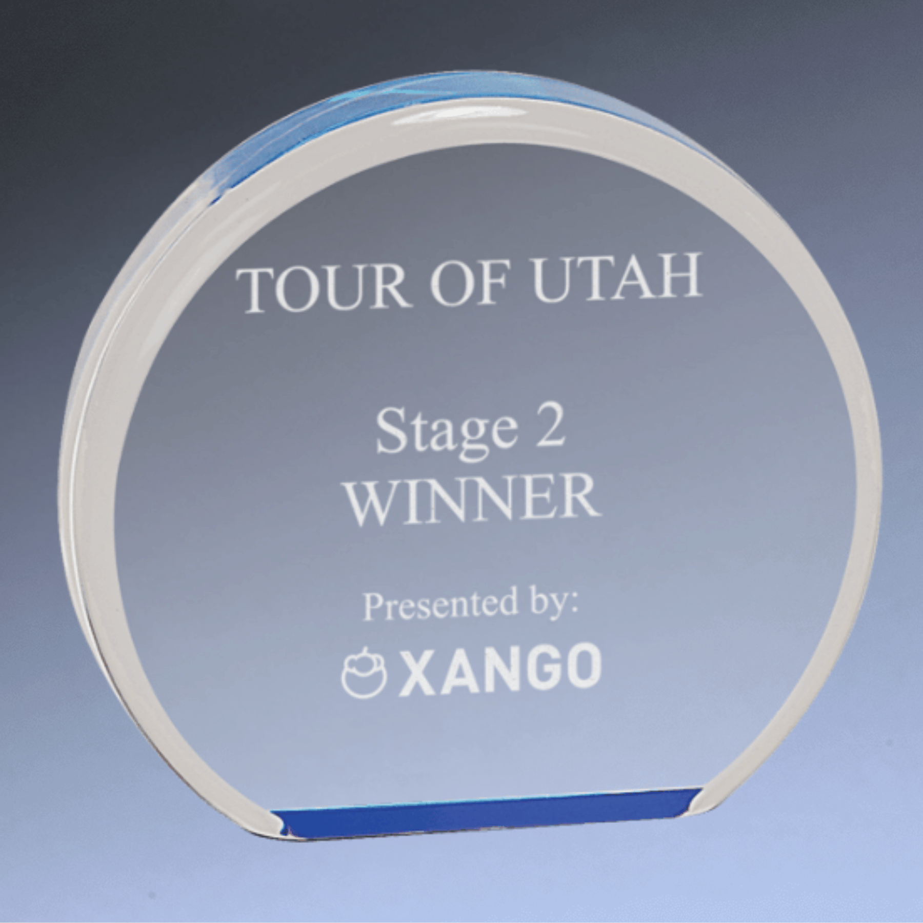 Premier Clear Round Acrylic Awards with Optional Gold or Blue Tint Blue Tint / 3 1/2"