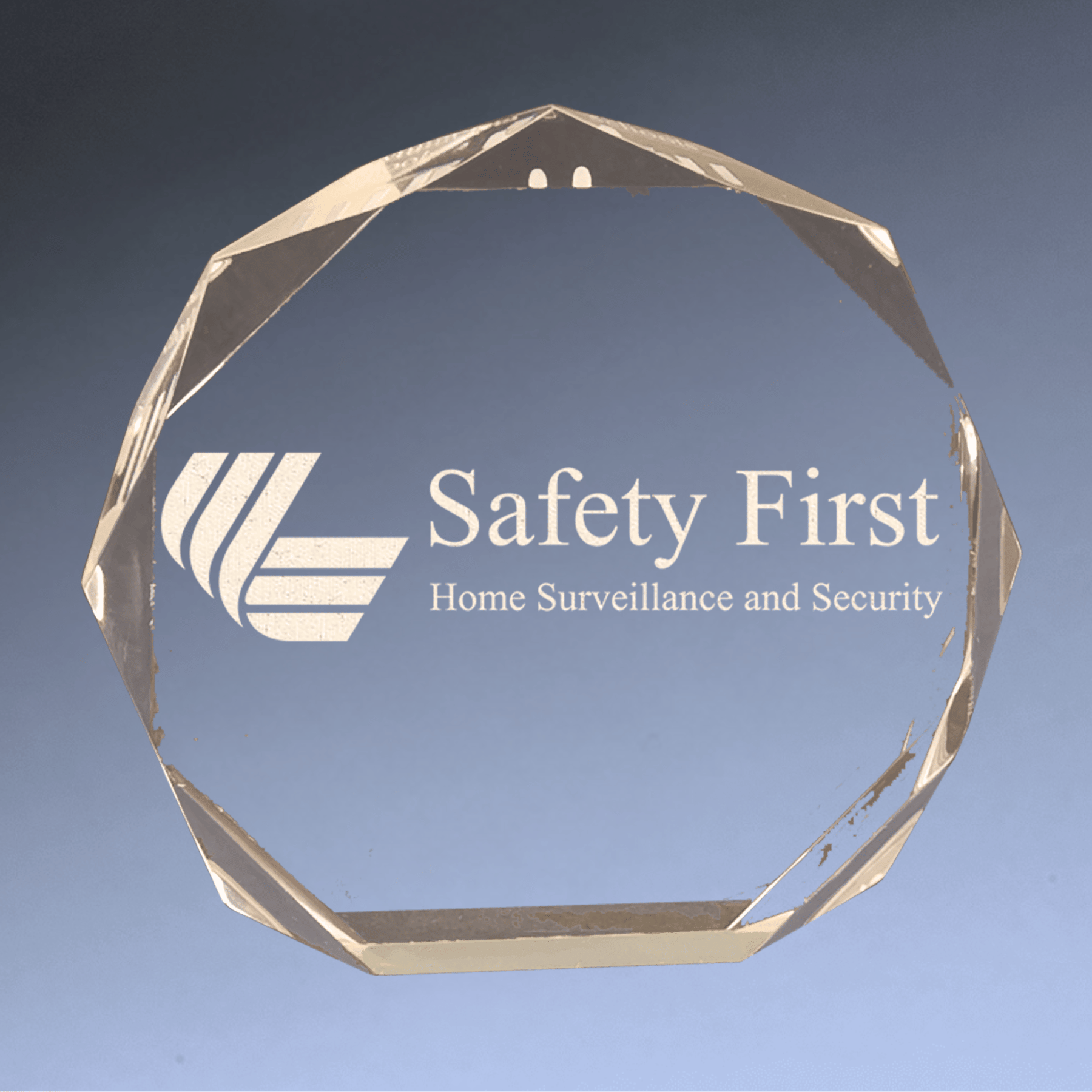 Octagon Acrylic Award - Engraved for Desks & Display Gold/Clear / 5"