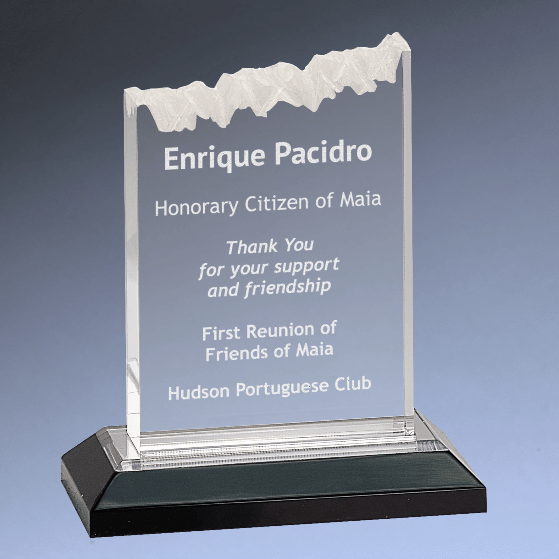 Frosted Impress Acrylic Awards with Color Mirror Bases Silver / 5" x 6"