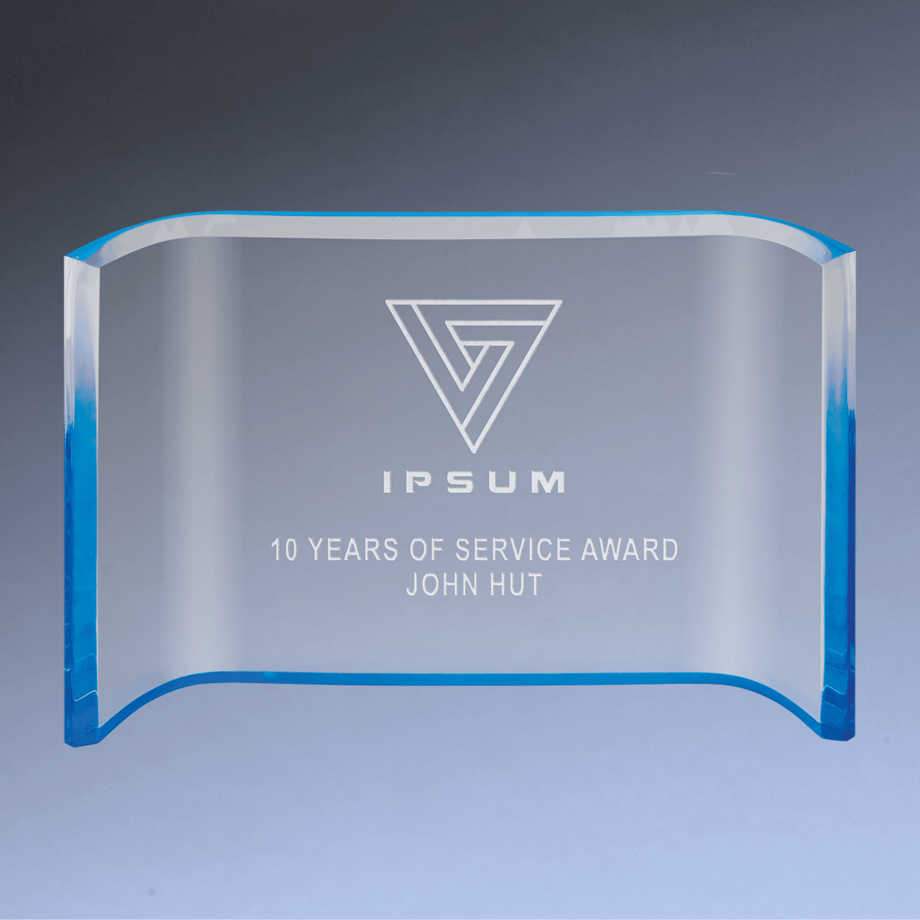 Acrylic Crescent Awards - Solid Clear or with Blue or Gold Tints Blue Tint / 6 x 4