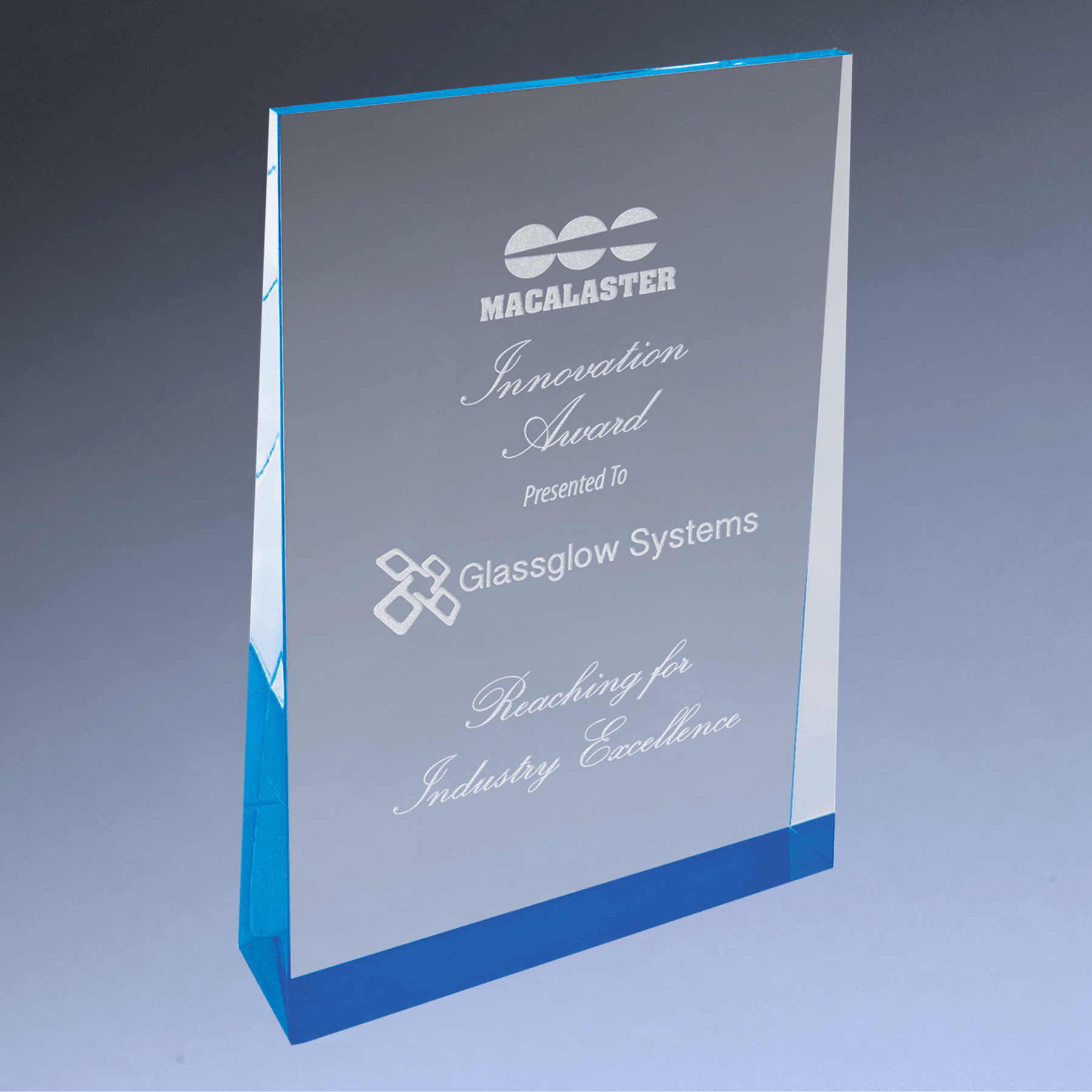 Acrylic Wedge Awards with Blue, Gold or Silver Accents Blue / 4" x 6"