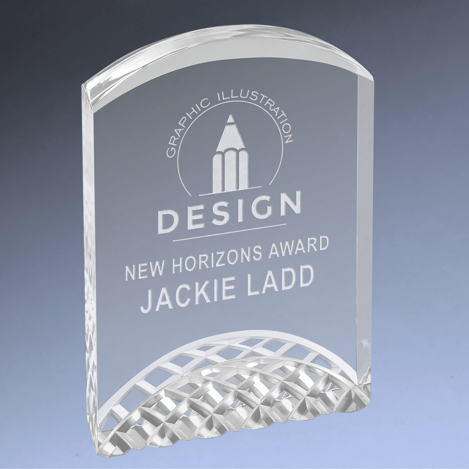 Horizon Acrylic Arch Award with Gold, Blue or Silver Accents Silver / 5"